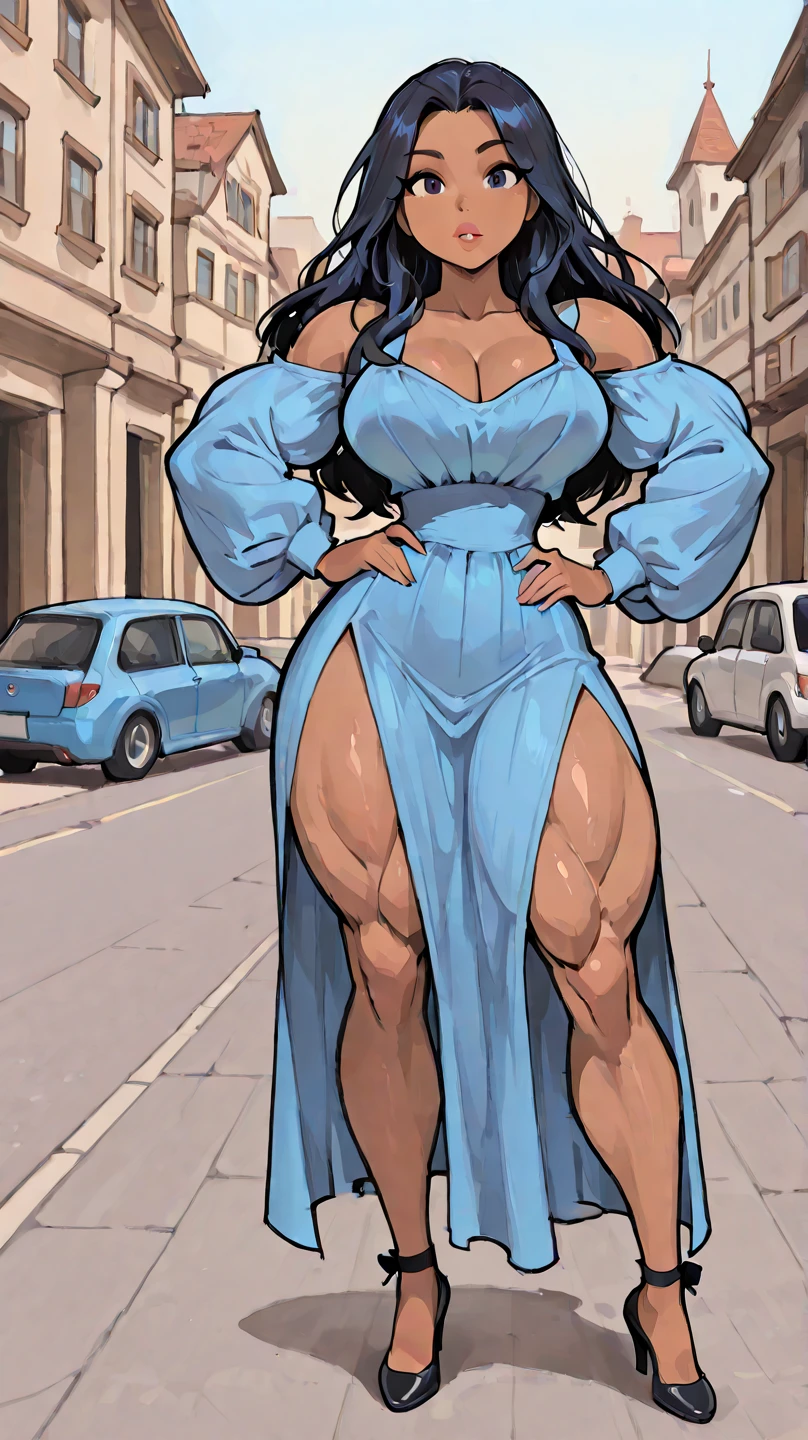 (Pokemon Rosa:1.2), beautiful,masterpiece, (smir),((gigantic breasts)),smile,best quality, cocktail dress outdoors,sunny,(1girl:1.3), wide hips, loose top, teen girl, hyper realistic, bending forward, partially breasts, boob window, Slutty , slutty expression