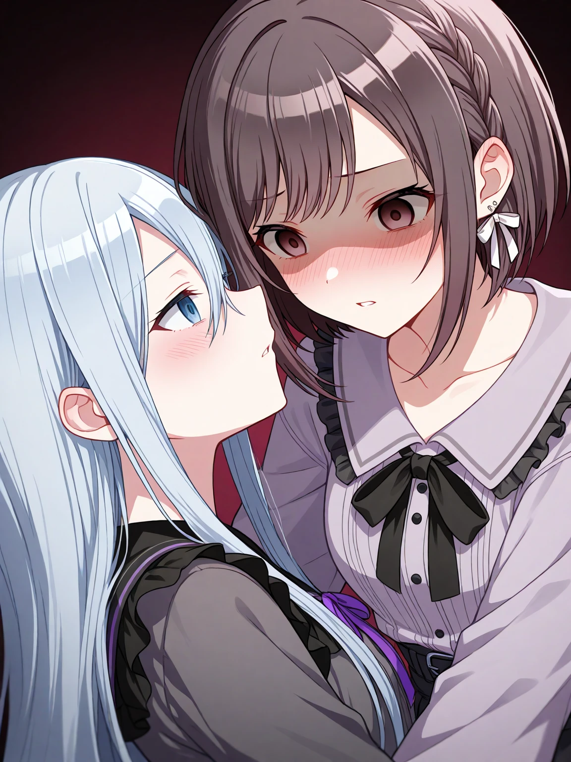 2 Girls laying in eachother face to face