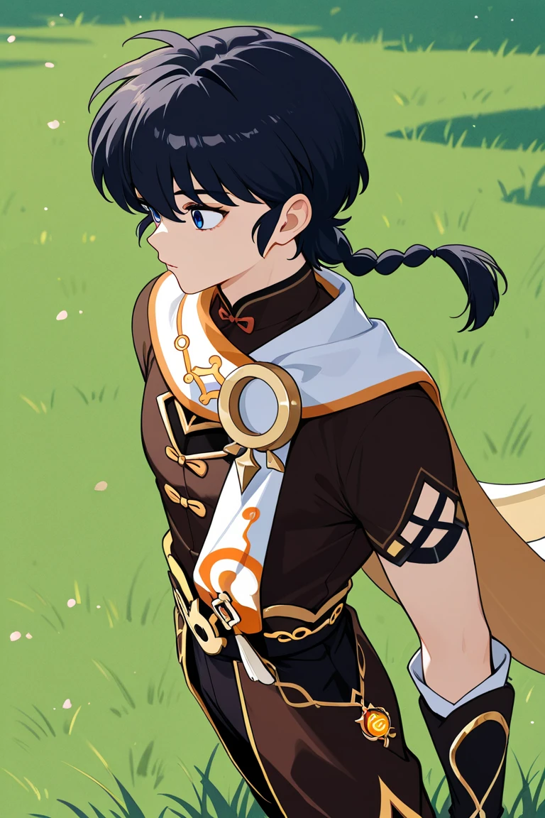 Male Centaur、8-year-old、stomach、Delicate face、Face is the main、Upper Body Center、grassland