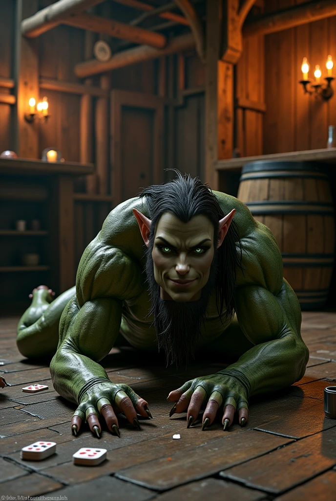 (((intricate design))) (((professional))) (((clear focus))) (((32k UHD Resolution))) (((photorealistic))) (((hyper-detail))) (((masterpiece))), ultra-realistic, expressive eyes, perfect face, mesmerising eyes, perfectly detailed anatomy, low contrast, a digital render (((Volumetric lighting))) (((natural lighting))) (((nighttime))) (((1Male))) (((Bodybuilder))), (((muscular))), (((hyper pecs))) there is a sexy mature man with green paint on his body, slick shaved sides hairstyle, ((thighs)) bodily fluids, round butt, green coloured skin, gay, green skin! (((green coloured skin!!))), (((green skin))). (((green-skinned))), (((wearing BDSM gear))) ((green skin with scales)), ((green skin)), windy, (((greenish skin))) plantation on the male body, fluorescent green skin, (((radiant orange eyes))), extremely windy, leaves falling (((a powerful nature deity))), elf ears, druid magic, green gem necklace, hot reptile muscular humanoid man, scales, muscular green body. Glowing veins, nature spirit, wrapped in tentacle vines, wet, oily, sweaty (((inside dirty house)) crossed-eyed, blushing, drooling, in a trance, mouth open (((from above))) sitting down, legs spread, bulge, looking at you, restraint, couple, sexual intercourse, bareback,