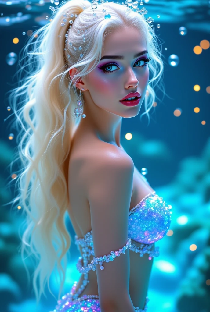 Angelique Boyer, wearing mermaid costume transparent. professionally retouched, soft lighting, realistic, smooth face, perfect eyes, sharp focus on eyes, 8 k, high definition, insanely detailed, intricate, elegant. stand under the shower.
