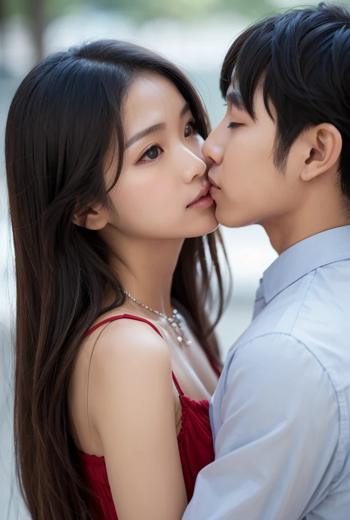 As cute as a 15-year-old idol、A cute, short, 20-year-old girl and a 70-year-old man、Facing two people、kiss、Cleavage、RAW Photos、Genuine、High resolution、Life、No copyright notice