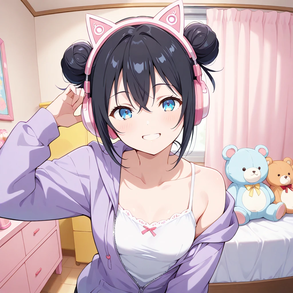 Woman wearing headphones, Anime Style 4 k, anime wallpaper 4k, anime wallpaper 4k, 4k anime wallpaper, anime art wallpaper 4k, anime art wallpaper 4k, Anime Style. 8k, Anime atmosphere, , Ultra HD Anime Wallpaper, Anime Art Wallpaper 8K, Anime Background,landscape、room、Cat