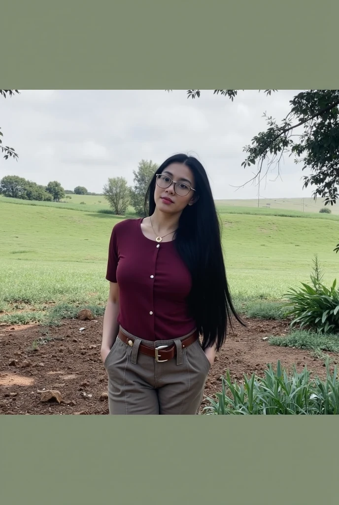 1girl in, 30 years old, Square face, Long hair, Looking at viewer, jewelry, Reality, Sexy, Short skirt outfit, , forest background, free pose