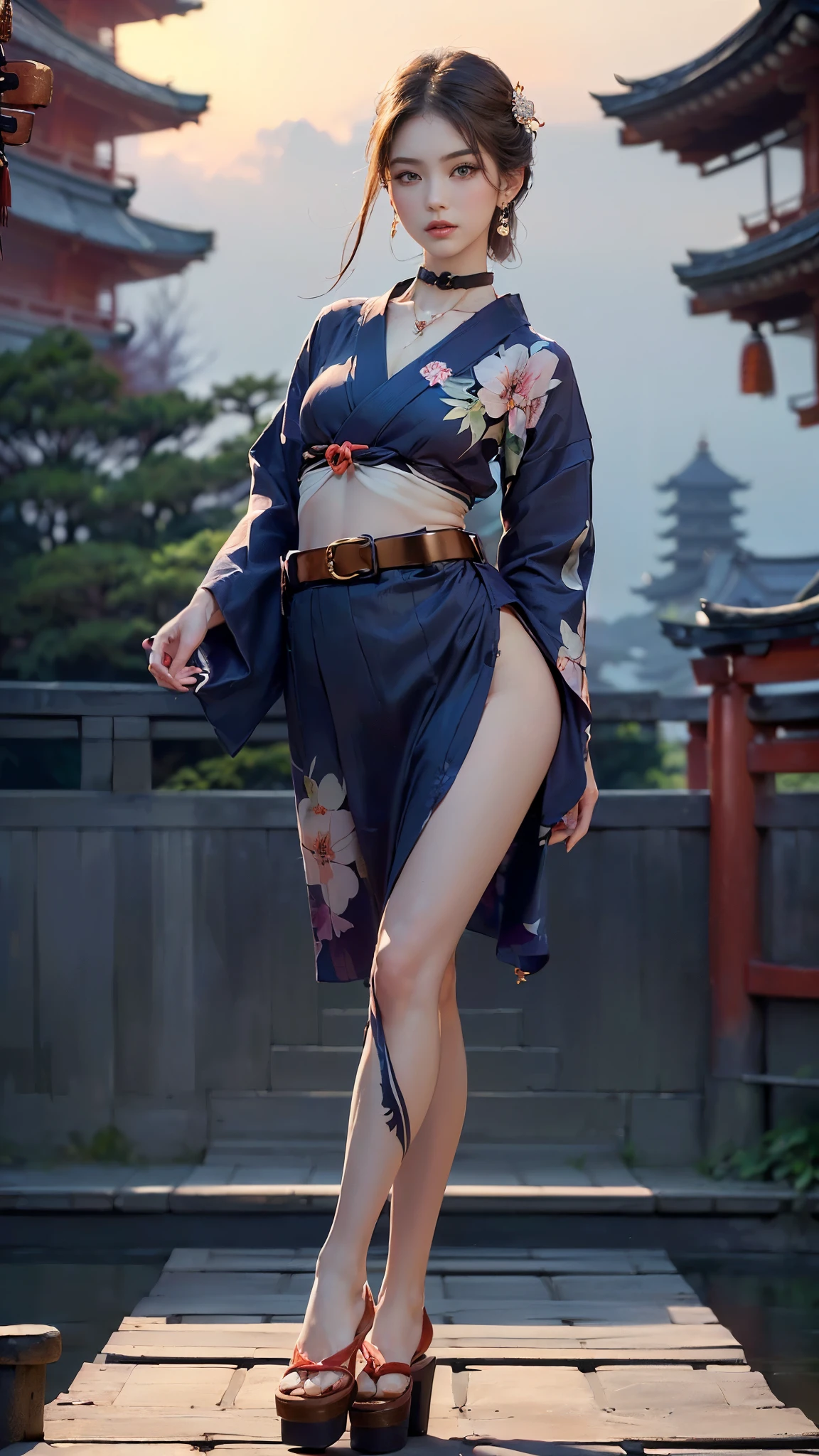 masterpiece, highly detailed, ultrarealistic, 4k, 8k, detailed background, detailed face,
(girl in kimono), (dancing), (full body),