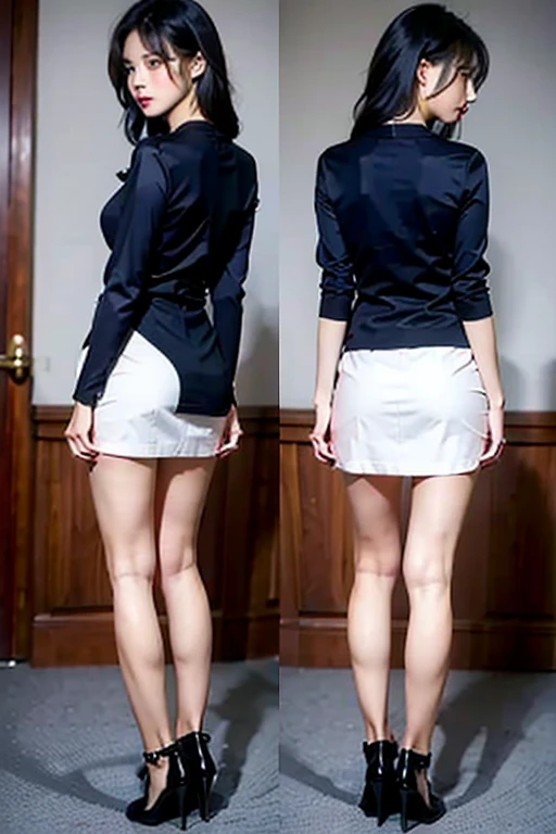 a female school teacher, very thin, pale white skin, visible bones, wet sweat, very slender body, full body