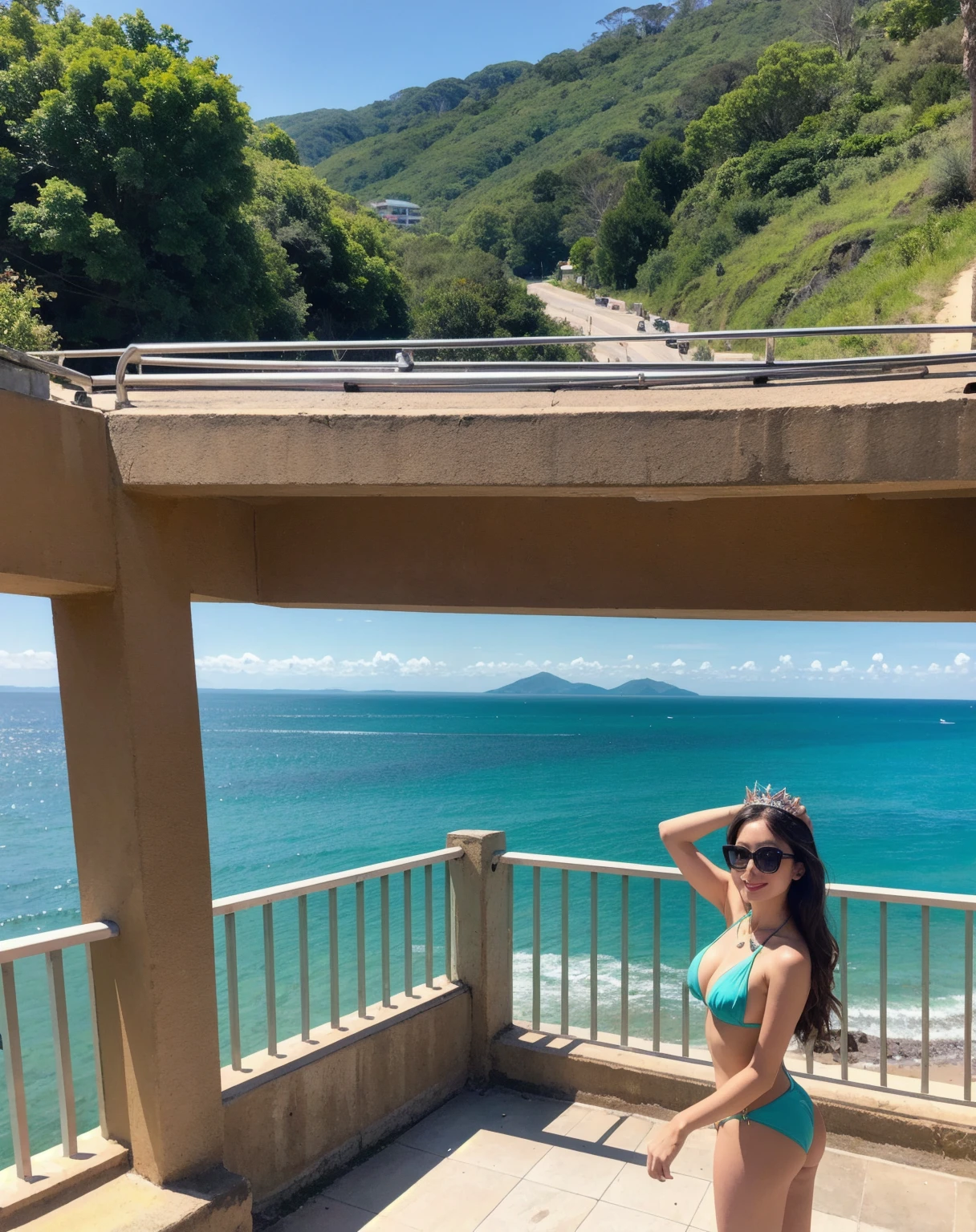 masterpiece,Highest quality,The swimsuit is digging into her buttocks,Nogizaka Idol,Ocean Background