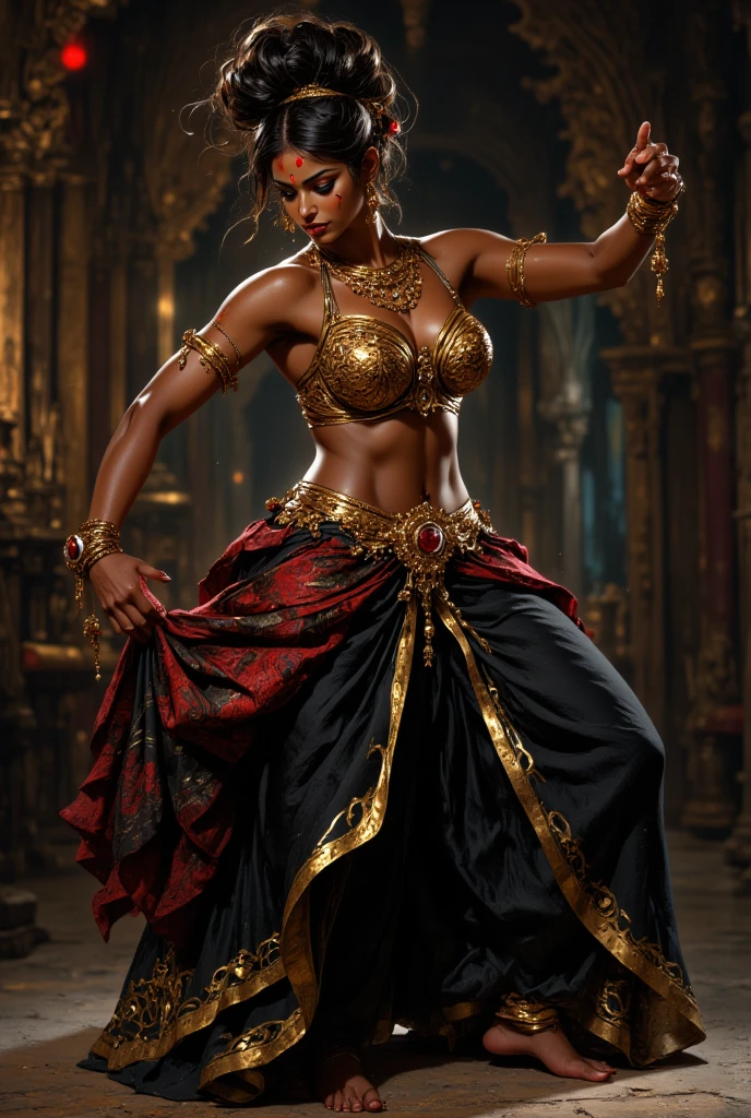 Arafed woman in pink outfit holding a sword and shield, Oshun epic, dark skin female goddess of love, epic yemaya, samira from League of legends, black african princess, portrait of beautiful samurai goddess with afro, Apsaras warrior, posing for an intricate fight, African princess, female warrior, modeled on poser