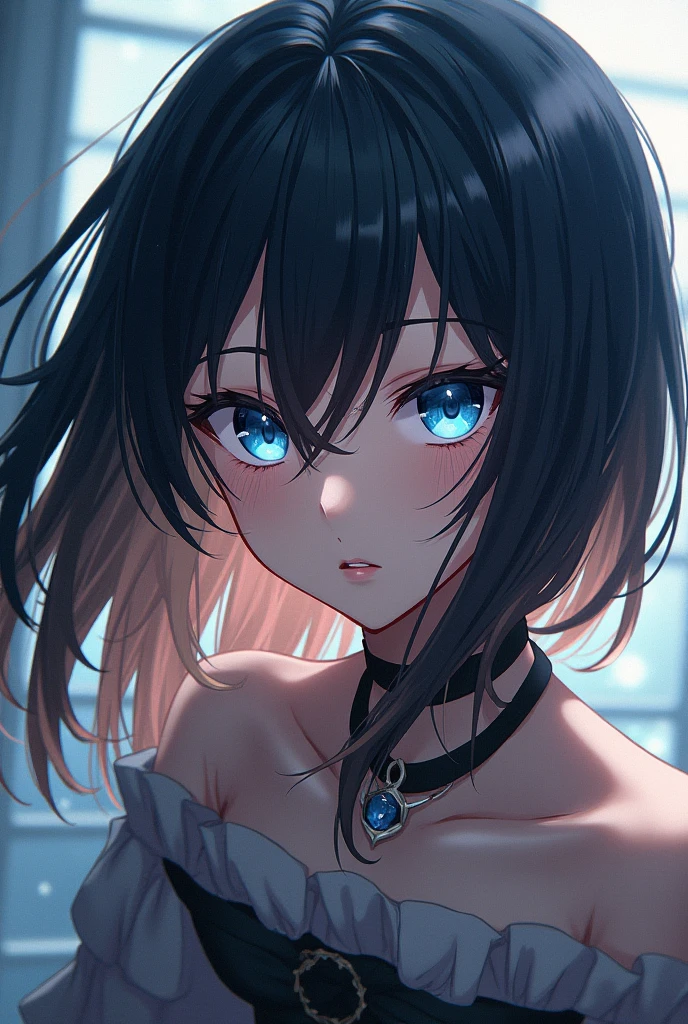tmasterpiece, Best quality at best, beautidful eyes,(bunnygirl),White pink black style, (Black pupils:1.5),Deep eyes,Detailed eyes, Detailed face, scenecy, Detailed CG, ultra - detailed, Best shadow, depth of fields, Beautiful illustration, illustratio, Tremendously beautiful, perfect detail, 1girll, solo,camisole,cleavage,(The shoulder straps slip off:1.5), black andwhite, with short black hair,Off-the-shoulder attire,Insufficient tailoring, Hair is more than one eye, dynamicposes, Bright colors, fish eye, dent in the skin, poggers, Fly from above