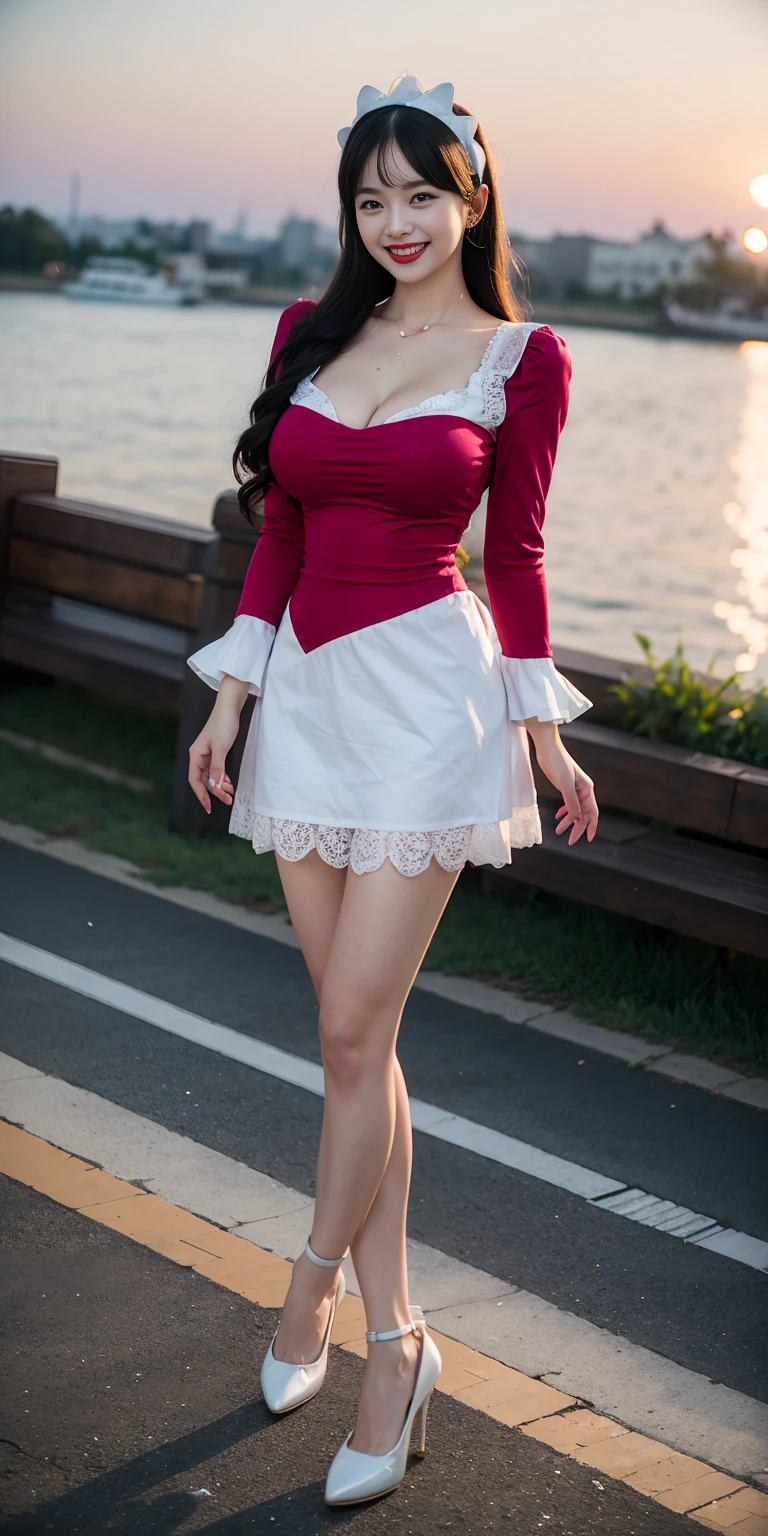 (Highest quality, masterpiece, Absurd)),One girl:1.3, alone:1.3,Beautiful woman,Expressive blue eyes, Beautiful woman,Long light blue hair, 21 years, alone, One girl,Hourglass-shaped body,Huge breasts, defined body, Dragon Ballのコスプレ、Dragon Ballコスプレボディスーツ, skirt (waist up to half of thigh)Dragon Ball, supergir short red cape)), Bright colors