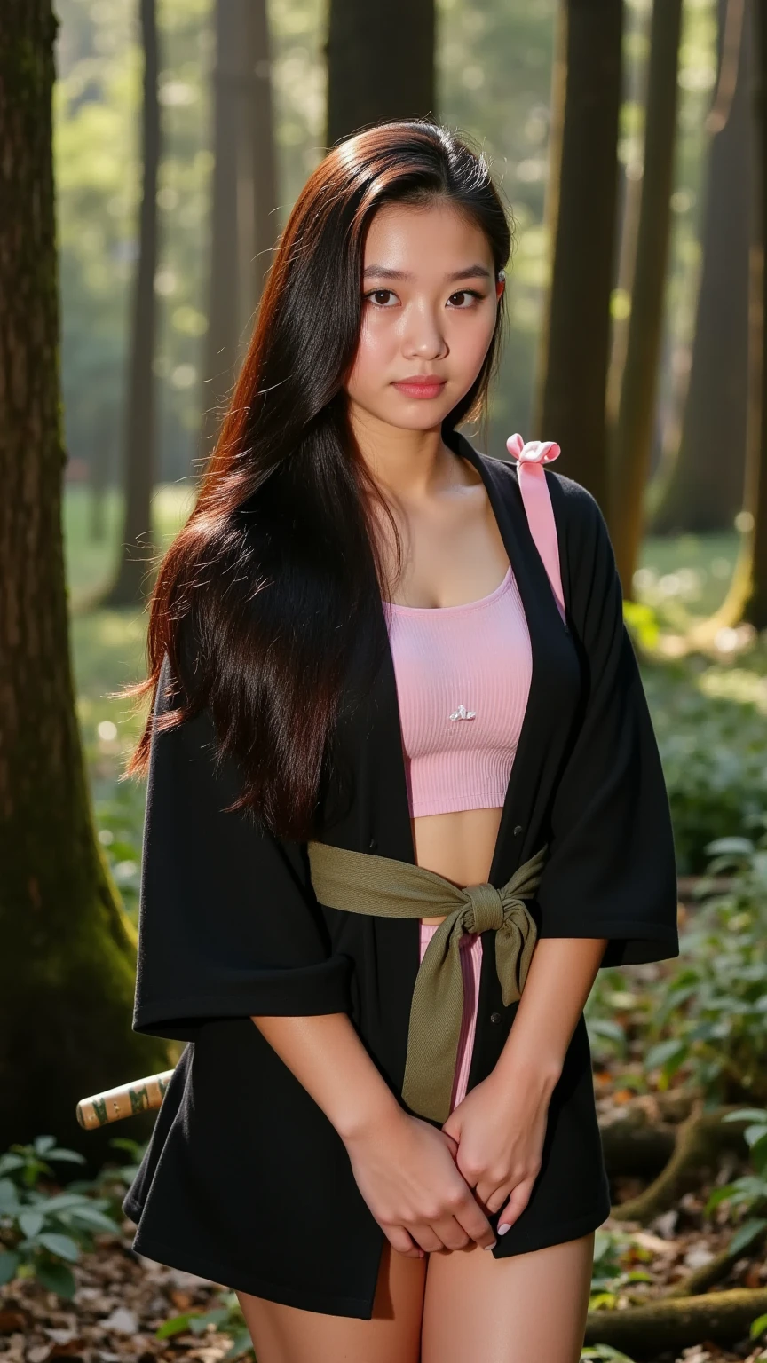 13 year old, Thai girl, Thai beautiful Hmong girl, Best quality, masterpiece, ultra high res, (photorealistic:1.4), raw photo, 1girl, DARK hair, short-haired, Hair clips, shiny skin, full body, Slim body, innocent model, Sexy posting, Show Camel Details, Very good pubic hair, Stelle, Feels good, Doi Pui Hmong Village, outdoor, show tis, eye to camera, sexy pose, small tis, small chest, uncensored