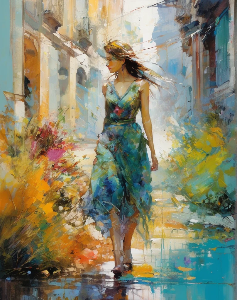Beautiful woman painting, oil painting on canvas