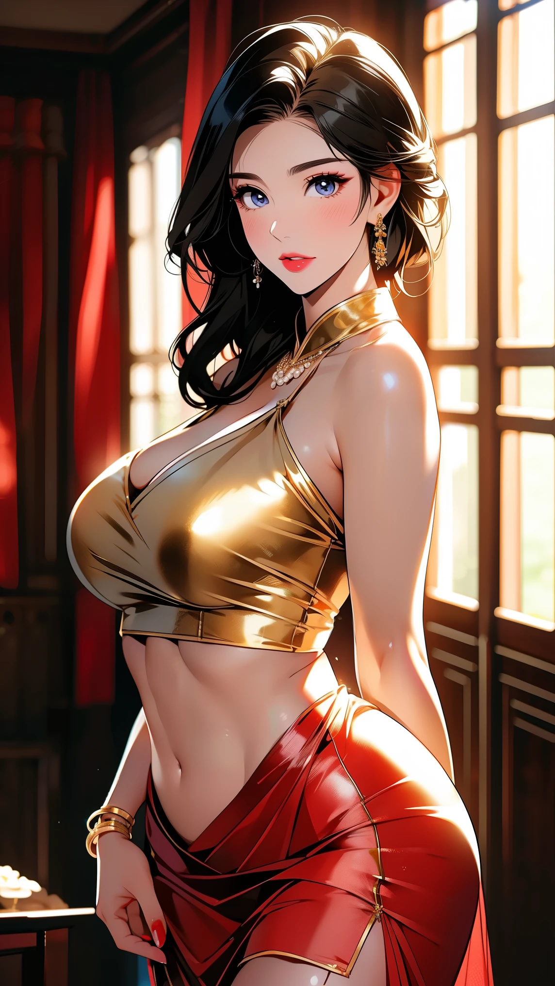 Hot mom,独奏,(:1.3),thick thight,upper legs,Wide buttock,dent in the skin,Double tail,curlies,ssmile,cheerfulness,(Red latex apron:1.2),cparted lips,plumw,,Obscenity,exposed midriff,protruding areolas,gigantic cleavage breasts,4K,realistic humid skin,Armpits,Large curved hips,a variety of poses,Stick out a very long tongue,Fleshy figure,with perfect legs,Hypertrophic,protruding areolas,,Bronzed skin,detailed lips,bubble butt,Dewy,mouth drool,Lick,Place your fingers between your legs,Hungry and thirsty housewives,erected,Wrinkles,Clean the room,Eyes look at the lens,A shy look,Blushing aunt,Two braids,Smooth skin,Very meticulous clothes,Intriguing set,extremly high detail,A detailed face