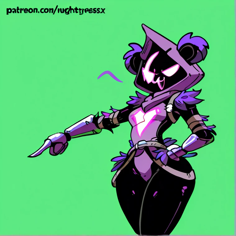 ((shygal)), (sexy), tall, large breasts, curvy, slim, long hair, full body, vibrant colors, color theory, (((Concept art pose))), (stockings), (buckle boots), (((Exposed breast window))), (belts), (((hood))), mask, arms, legs, body, (((solo))), (((Simple background))), torn clothing
