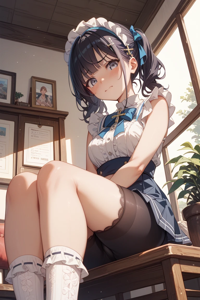 (Best Picture Quality, 4K, High Quality, Masterpiece:1.2), ((Masterpiece)), High Detail, High Quality, (HDR,16k, RAW Beautiful Girl Portrait, Best Picture Quality, Masterpiece::1. 2), (Ultra-Definition Illustration), nsfw, idolmaster, idol costume, , spotlight, extremely cute, colorful hair color, sleeveless, detached sleeves, colorful frilled dress, tiara, showing armpits, cheerful, smiling, pant, squatting, spread leest,