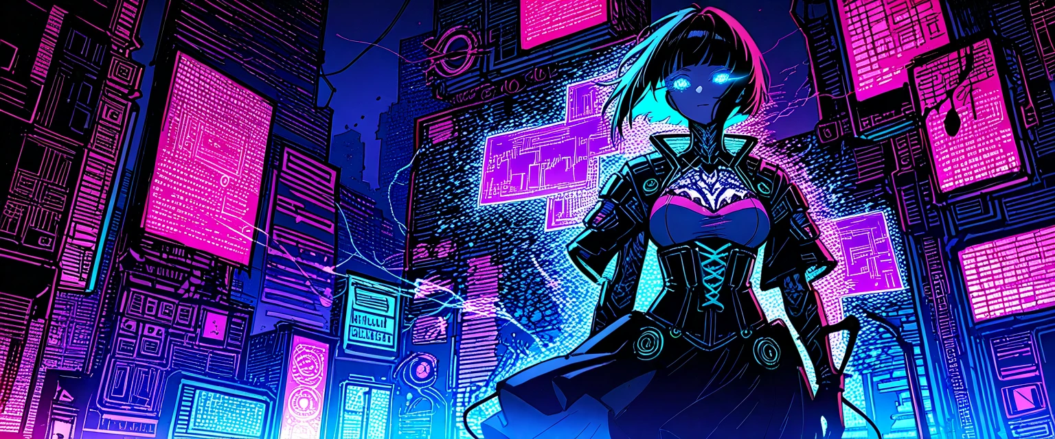 (high quality), (dark), (neon) demon in a medieval city --auto --s2