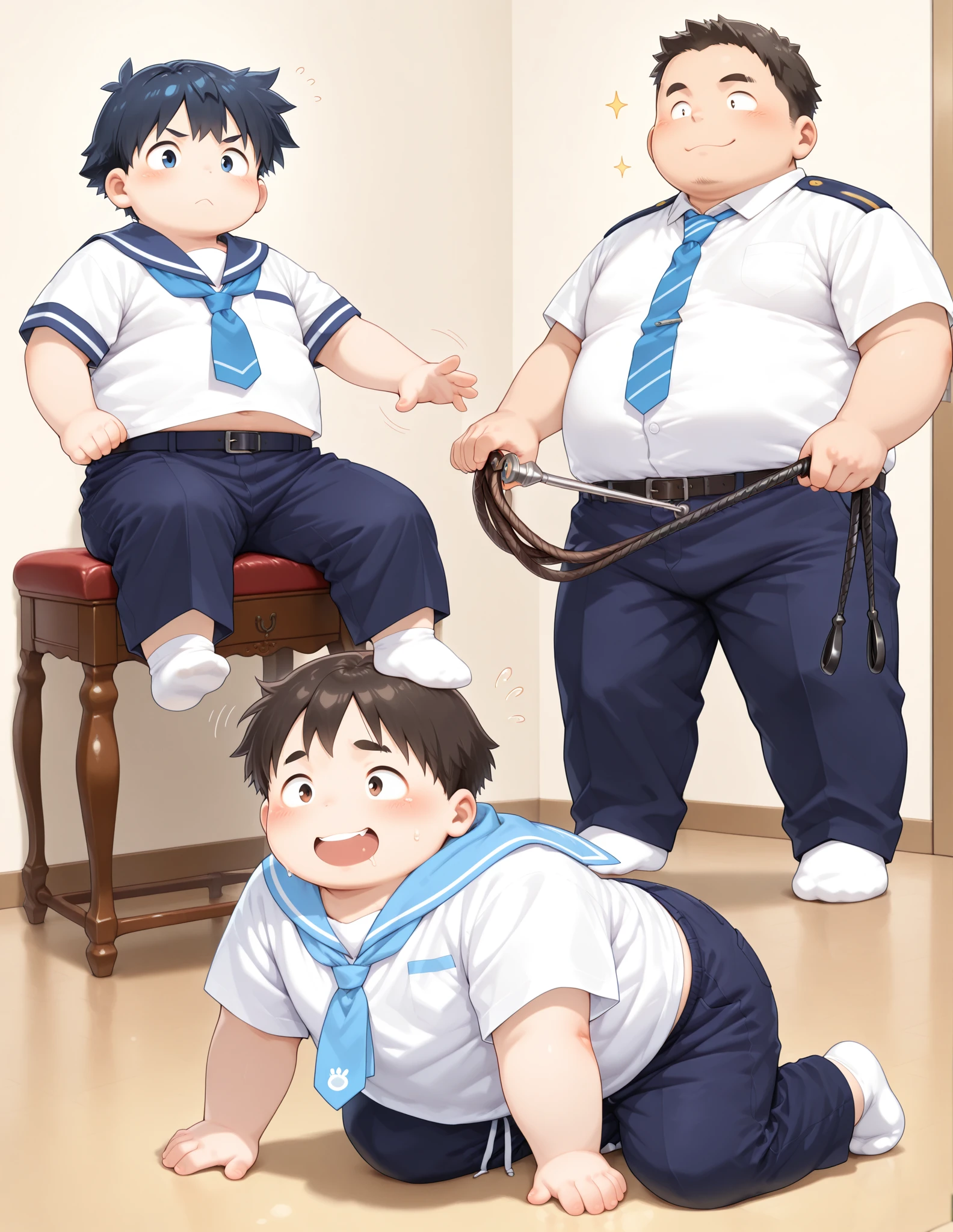 beautiful, ((chubby)) (very short hair) (tomboy), (breast) (pudgy face), (naughty) (high school students) , (plump), ((young)), (androgynous), (boyish), (handsome), ((thick)), (muscular), (shota), ((overweight)), (by hinahara hajime), (by daichi kouta), ((beefy)), (nipples), (cute), (little brat), (naughty brat), (sumo club)