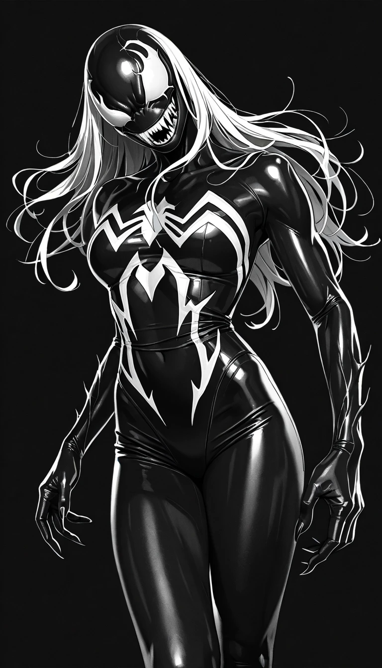 Anime - Stylistic illustration of a woman in black and white clothes, SpiderGwen, spider - gwen, SpiderGwen, Gwen Stacy, 极其详细的Artgerm, style artgerm, highly detailed exquisite fanart, ( ( spider-woman ) ), Ilya Kuvshinov e Artgerm, no style artgerm, style artgerm,(camel-toe, Vulvar shape:1.2)naked