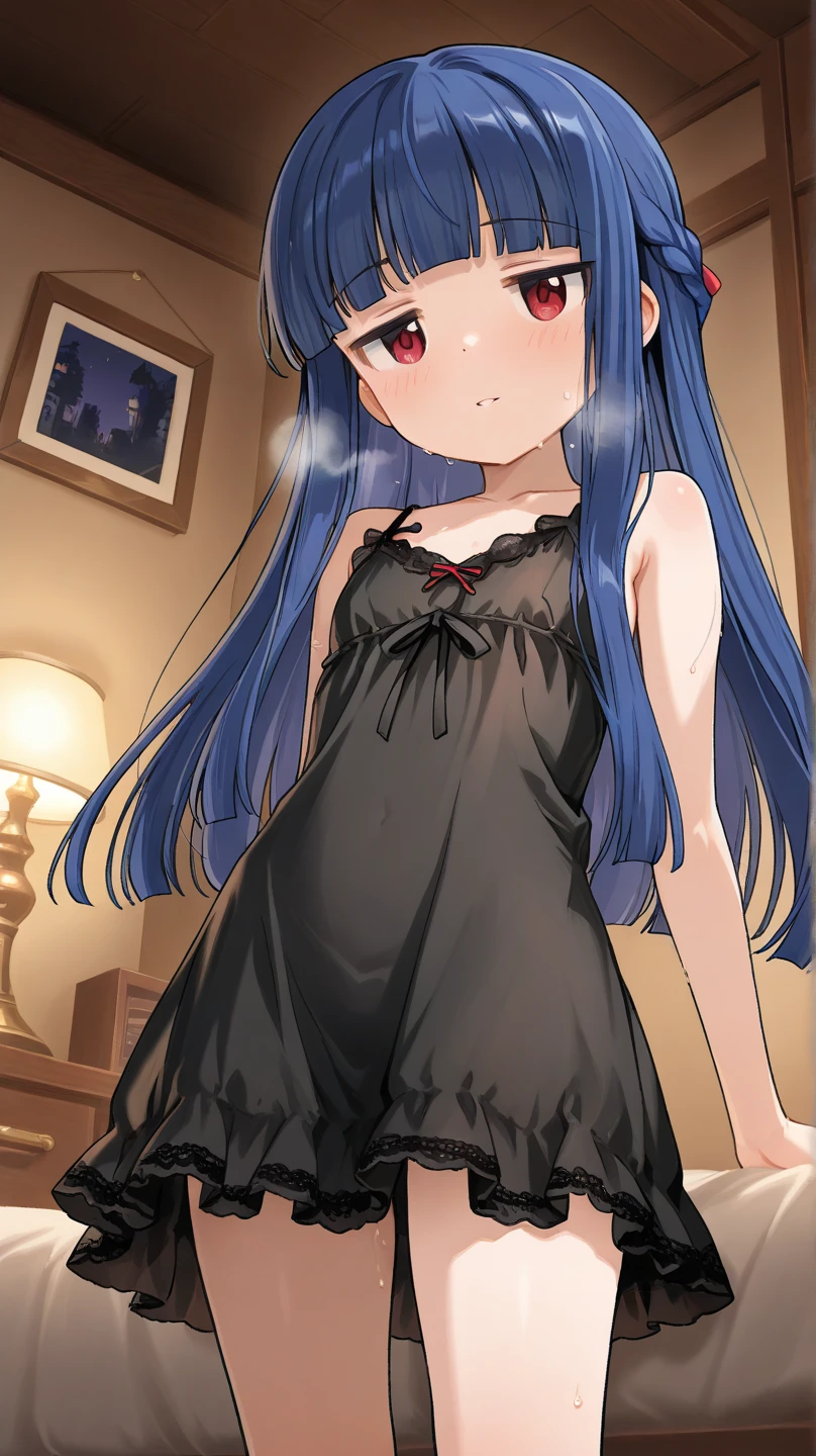 yukimi, 10 yo., long hair, blunt bangs, flat chest, expressionless, shy, twintail haired, (see-through silhouette:1.2), (see-through pussy and nipple:1.2), standing, Contre-Jour, best quality, masterpiece, 4K, pantyless,