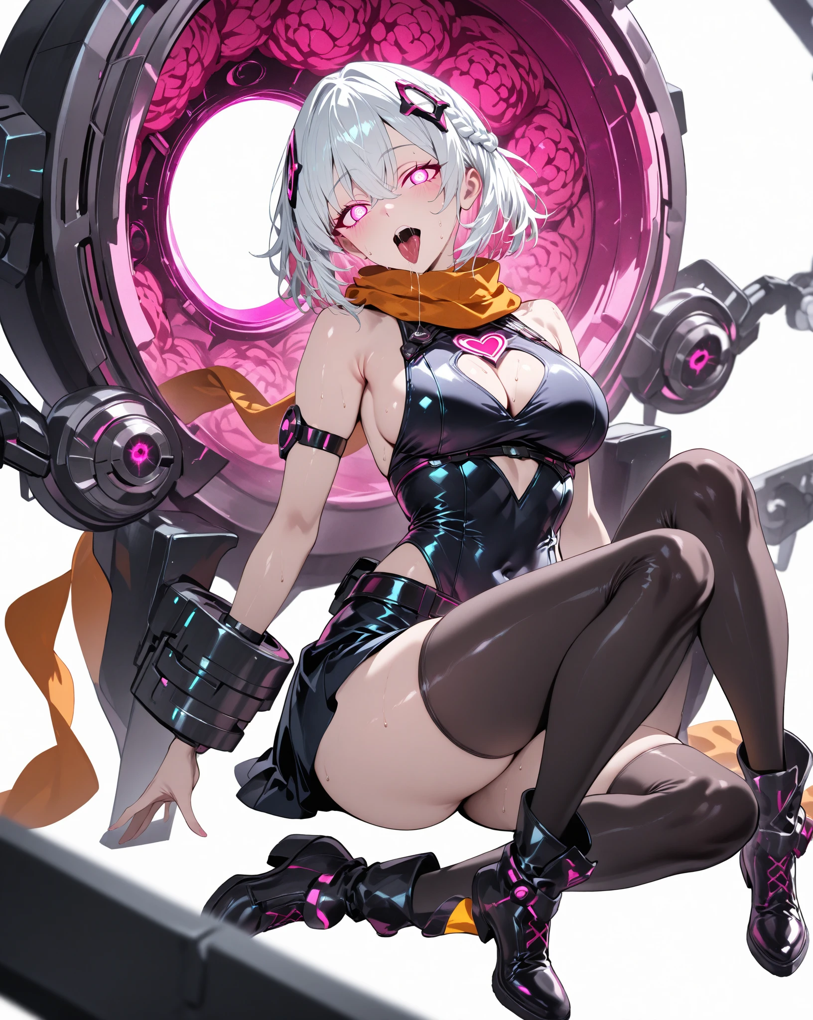 12year old girl,white skinned,largeeyes,wistful look,A black face,Extra-long ponytail hairstyle,White pink gradient hair,devil horns,ears of elf,Respiratory masks,See-through installation,Gold-rimmed glasses,star eye,Collar,Sexy figure,Latex clothing,tight belt,Tight panties,Lace tunic,latex jumpsuit.Leggings,Super high heels,Get wet all over your body,Iron chain winding,Large breasts,Kneeling,On your stomach,Back shadow,back,Facing away,Spread your legs,Strangle,SM direction,Shame,Tattoo of the pubic bone,Succubus tattoo,leg loops,foot ring,Nipple rings,Yin ring,Gold belt,Sprawl,,vaginal dilation,Large ,King-size plug,nose hook,Blindfolds,binding,Slave girls,Female dog,Foot abuse,exhibitionists,climaxing,Female slaves,Sex slaves,BDSM,Dilation of the urethra,Incontinence,Masterpiece,Best picture quality,realisticlying