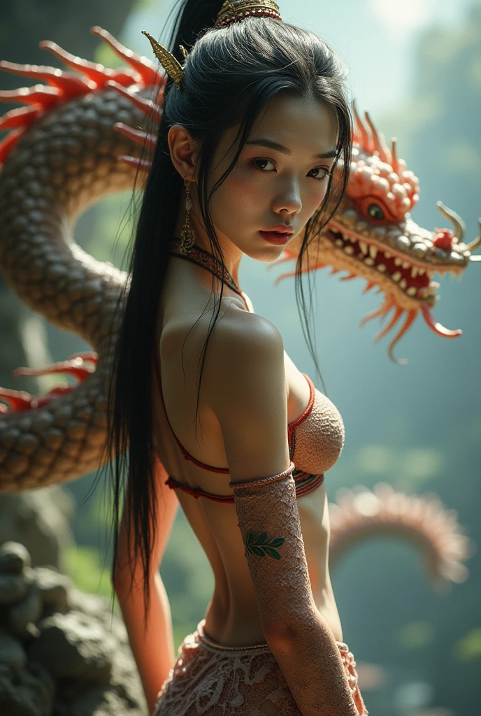(masterpiece:1.2), ultra detailed, ultra high res, (realistic, photo realistic:1.37), high detail RAW color photo, professional photograph, an extremely delicate and beautiful, extremely detailed, finely detail, huge file size, extremely detailed beautiful girl, extremely detailed face, extremely detailed eyes, extremely detailed skin, extremely detailed nose, extremely detailed mouth, perfect anatomy, highly detailed background, shiny skin, (Japanese famous actress:1.2), (gyaru:1.2), flat chest, (kimono with less cloth:1.3), any Pose, cinematic lighting, lens flare, (dragon_real, flame:1.5), (full body)