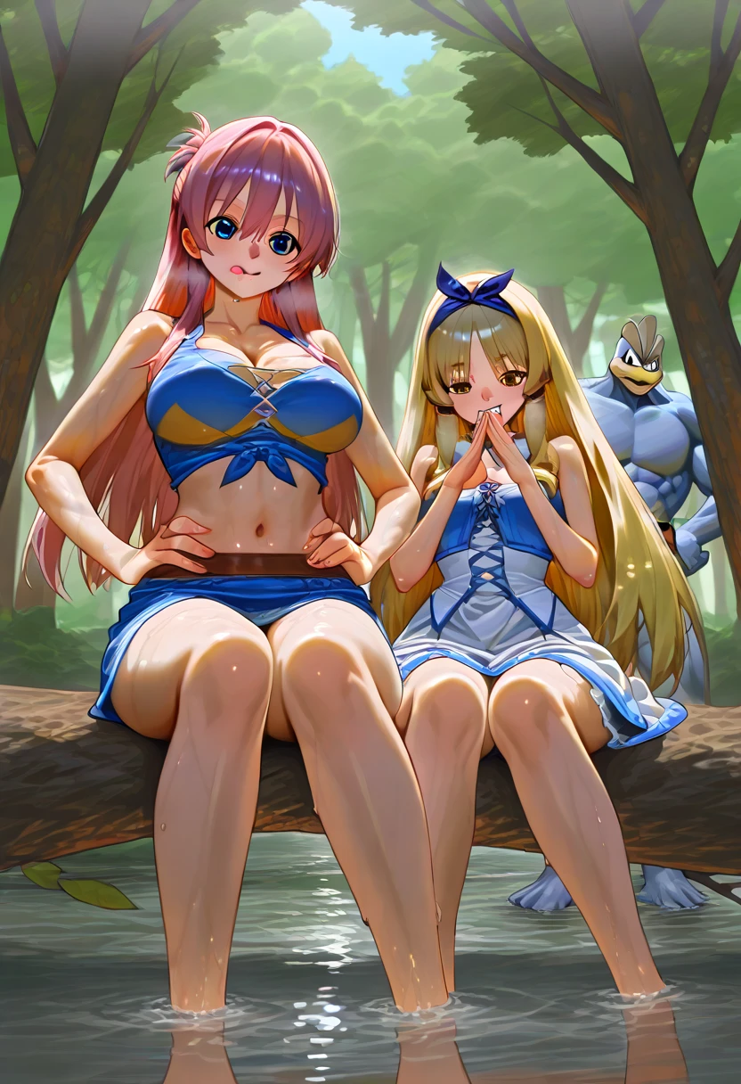 "(masterpiece:1.1), best quality, 
1girl, (traditional media 80s:1.4), (eyelashes:1.5), (loli:1.2), 
(intricate high detailed body:1.2), 
(blonde hair:1.1), (hair over one eye:1.1), (short hair, wavy hair:1.1), (hair ornament:1.1), 
purple eyes, (lip stick:1.2), 
(small breasts:1.1), 
(grin:1.2), 
(bikini armor, mini skirt:1.2), (knight armor, armored boots:1.2), 
(streaked hair:1.2), bracelet, 
(bent over, looking back:1.1), 
(back view, ass focus:1.1), 
(daytime, grassland, outdoors:1.1)"