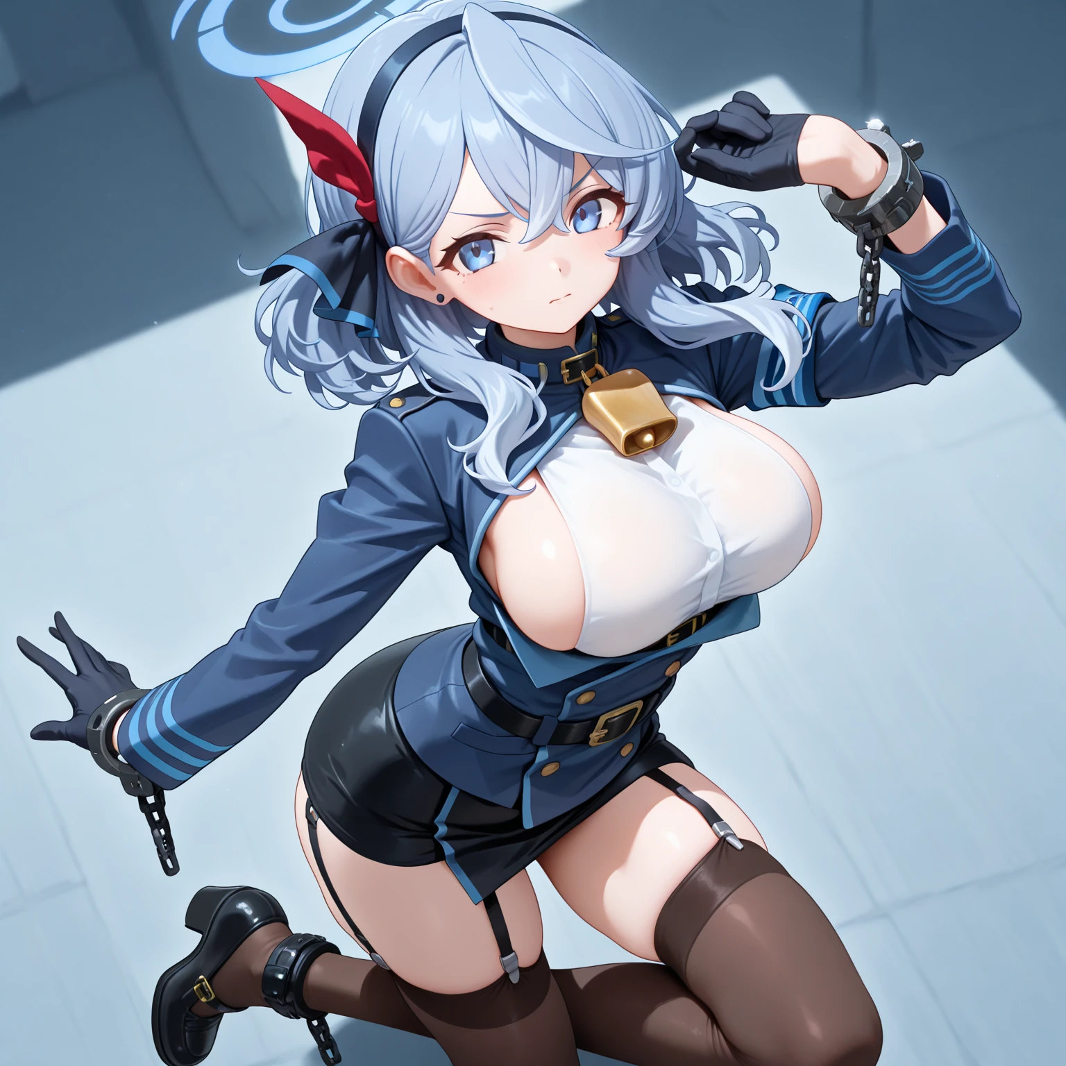统一 8k 壁纸, portrait of a full body,Use many light particle filters for the background,((8k,Raw photography,top-quality,hight resolution,Ray tracing,nffsw,Best Quality,Textured,Post-processing,portlate.3D,),(( skirt by the, ,Blue Leather Gloss 3.0,Blue bondage)),Cute girls in Japan anime,evangerion,Rei Ayanami,Short blue hair,Big breasts that emphasize cleavage:2.0,Thin leg,Brown eyes,Elaborate limb representation,a small nose,Have a perfect body))((Limbs are2One,Number of fingers5Accurately depicted in the book、Hands are lightly clasped,Complex fishnet stockings,pin heels,fishnet tights)),((tthin eyebrows,long eyelashes,smil,二重まぶた,Vibrant eyes,)),No title required,Do not wear anything on your shoulders,Create beautiful light effects on the background,Light Particle Filter,(finerly detailed face:1.4),(masterpiece:1.4),(top-quality:1.4), (kawaii:1.4),Beautiful fine skin,((tthin eyebrows,long eyelashes,smil,二重まぶた,red lipsticks,Thin eyeliner,Plump lips)),No title required,Do not wear anything on your shoulders,(((Standing woman spreads her legs,Representing a woman from below with a low-angle shot,Woman looking down and looking at floor,)))