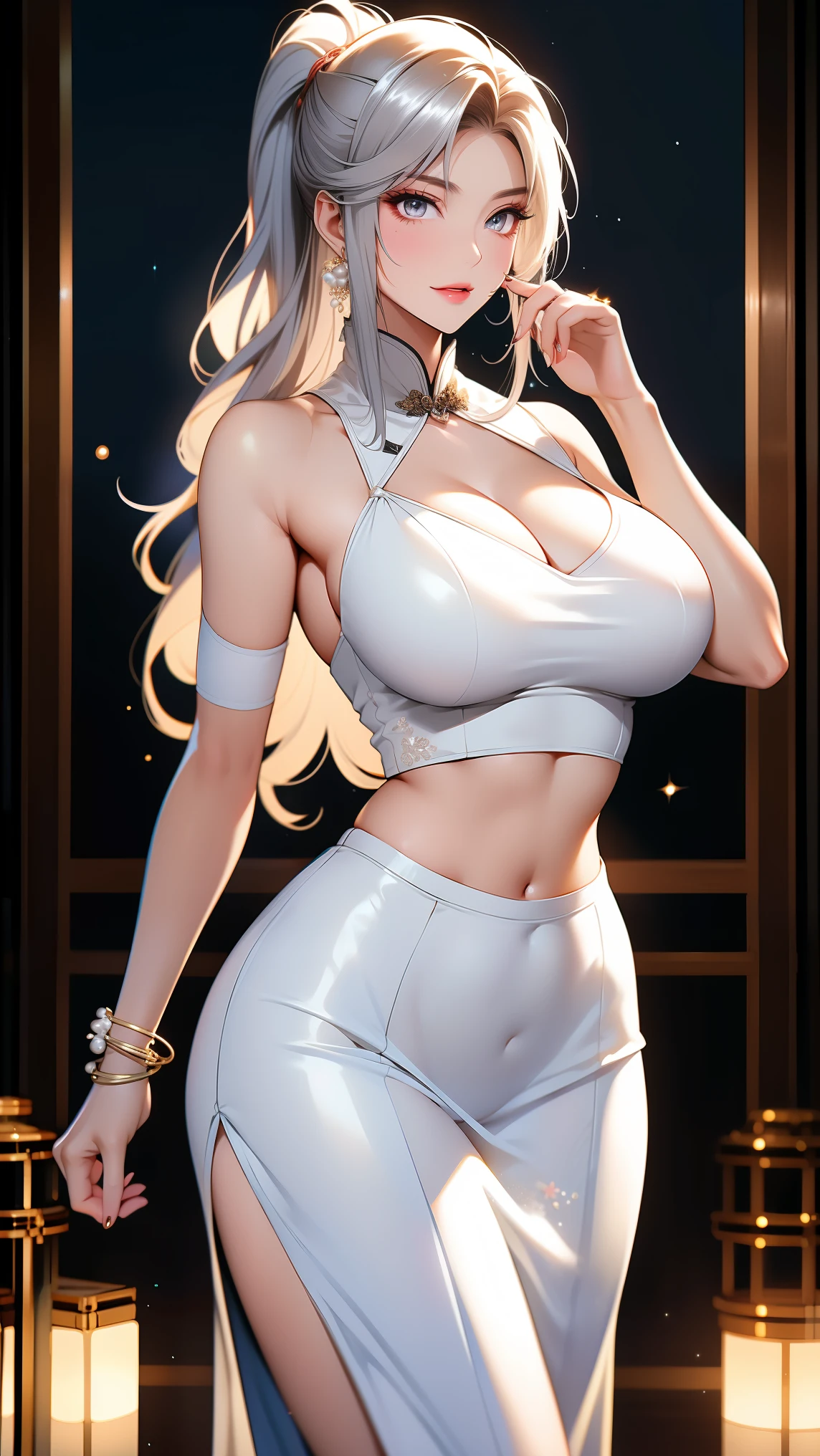 (((masterpiece))),(((High resolution)))、(((perfect face)))、(((Korean idol))), (sleeveless tops), (leather pants), (((top quality eyes))), (((detailed face))), look at the camera, big tits
