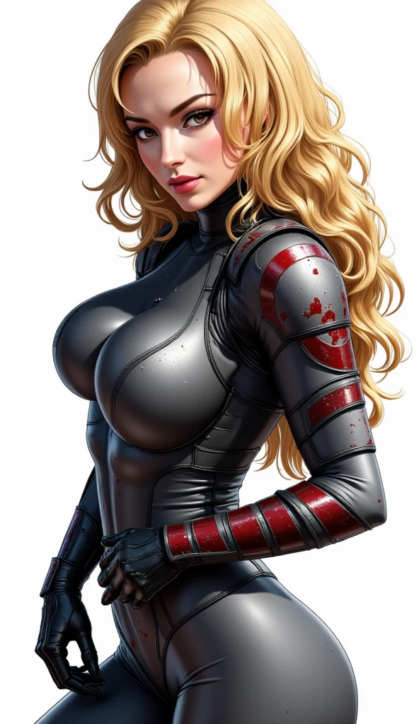 (best quality), (masterpiece), (horror), (bloody), captain america, (blonde messy hair), (tired and weak face, busted lips, bleeding lips),(perfect body, perfect boobs, perfect thighs), ((dirty and bloody skin)),(tears, blood, bruises on face and body, blood flowing from head and face, injuries on body, damaged), (wearing captain america suit, leather, damaged, ripped and torn clothes, exposed belly, exposed thighs, exposed arms), (kneeling weakly), dark lighting, foggy and smoky, 8k resolution, high saturation, low exposure, destroyed and burning city surrounding