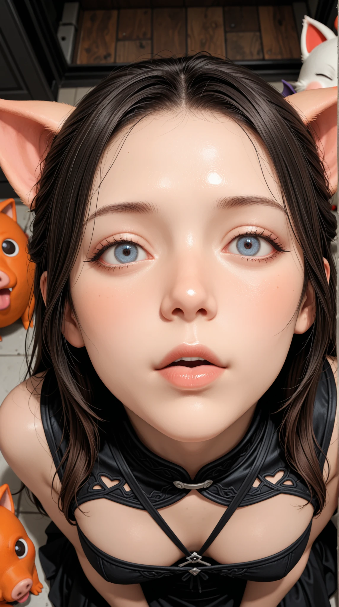 score_9, score_8_up, score_7_up, uncensored, realistic, simple background, front view, from below, outdoor, (in the bushes:1.3), soil, grass, (late night:1.2), dutch angle,
1girl, korean girl, brown eyes, black hair, long hair, bangs, mole, tanlines female, (_child:1.3), (chibi:1.2), (_loli),
orgasm, (ohogao:1.2), pet collar, tongue out, open mouth, (rolling eyes:1.3), wide eyed, flat chest, erect nipples, (puffy nipples:1.2), 
completely nude, (oiled), sweat, steaming, drool, saliva, dripping drool, get fucked by old male, pubic hair, nipple ring, nipple piercing, huge nipples, long nipples,
all fours doggystyle, blush, moaning, trembling, embarrassed, all fours sex, bent over, armpit hair, girl fucked by ugly man,
1boy, (ugly man:1.2), netorare, catching, cheating \(relationship\), doggystyle, (sex from behind:1.4), (waist grab), (homeless man:1.2),
