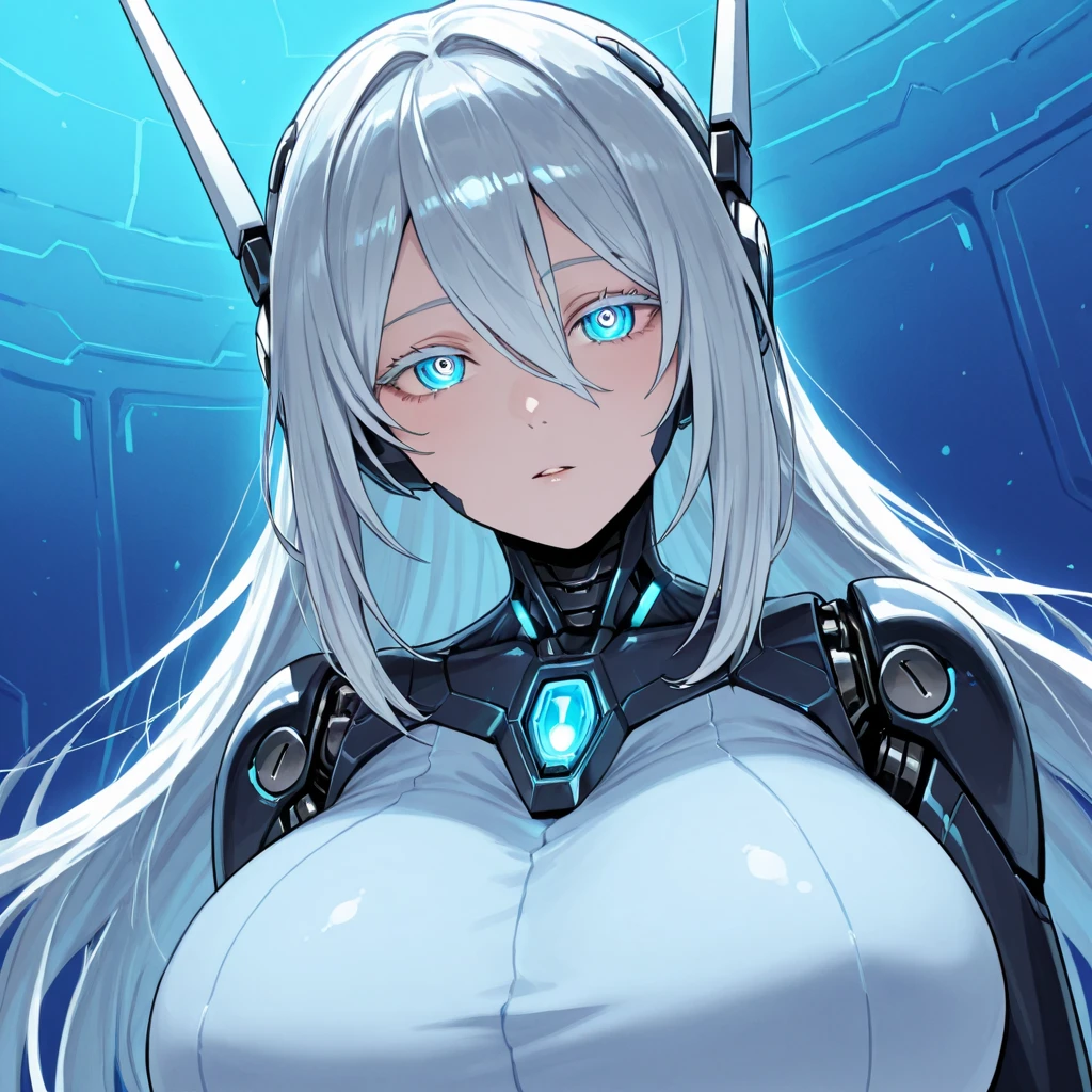 anime girl in black and white outfit with a large breast, biomechanical oppai, gynoid cyborg body, cutesexyrobutts, oppai cyberpunk, gynoid body, black shiny armor, hard rubber chest, oppai, detailed anime artwork, clean detailed anime art, fine details. anime. tentacles, wlop glossy skin