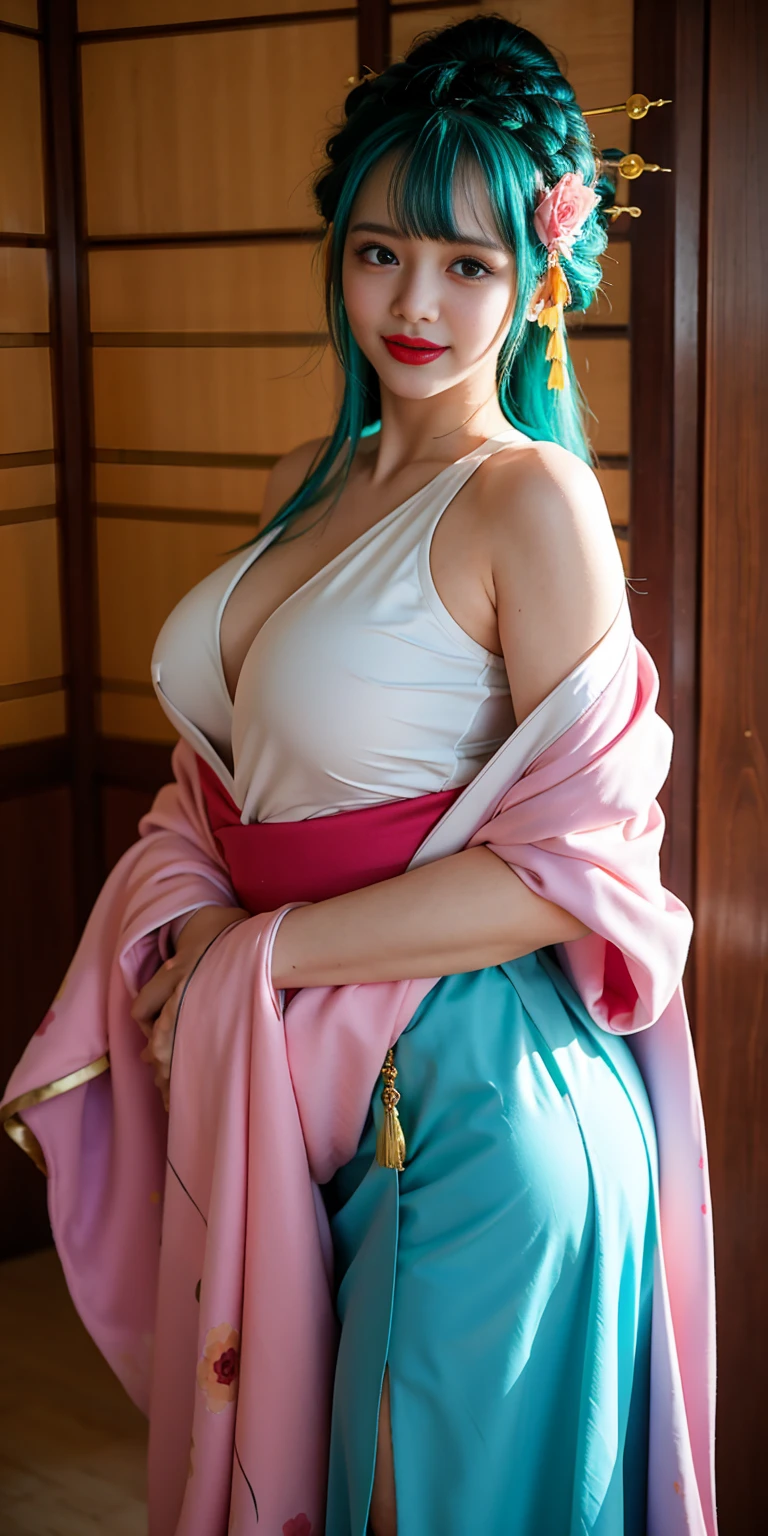Maybe, (better quality, First job, super detailed: 1.5), perfect lighting, Bright, Employ, nature, Sett, Couple, blue skies, far, whole body, focus on the face, 1 girl, mitsuri (Demon Slayer),  Beautiful, Sympathetic face ((mitsuri (Demon Slayer))), girl with long pink-green hair and green eyes. sexual, realist, big tits, ((split)), showing panties, showing nipples, 25 years, adult, Caucasian, posing for a photo, (((sexual)))