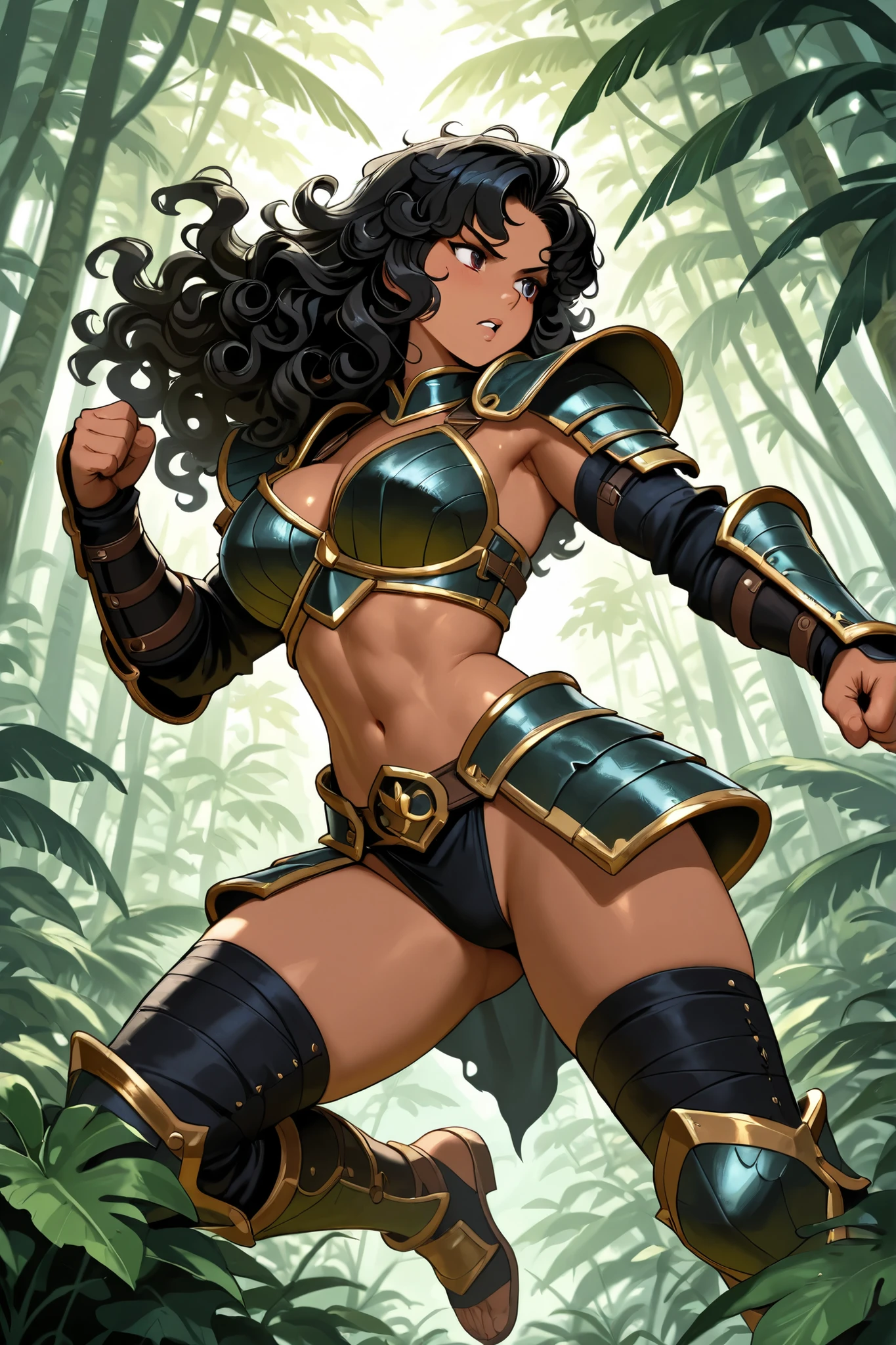 NSTreantWoW, brown skin, green eyes, glowing eyes, green hair, short hair, moss-covered wooden skin, rugged cyborg, wooden gears and joints, natural appearance, vines and leaves entwined around its body. blend technology and nature, background forest, solo, thick thighs, big ass, bouncy bubble booty, bubble ass, full body, fishnets, thick thighs, smug, huge breasts, cum on breasts, Bestface1, Bestbody1, cleavage, sagging breasts, exposed breasts, artgerm, realistic digital painting, Disney artstyle