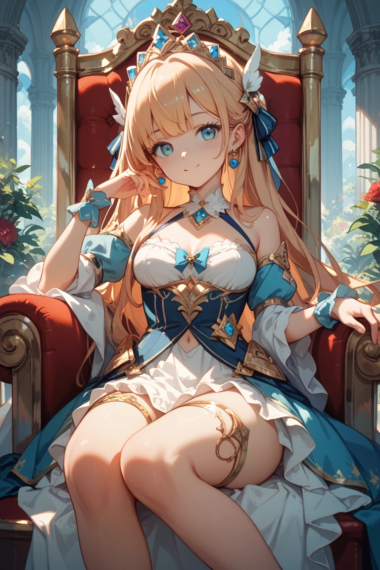 score_9, score_8_up, score_7_up, score_6_up, score_5_up, score_4_up, BREAK source_anime,rating_save, A girl with very long blonde hair sitting serenely on a bench out front of her house dressed in a white cololor sparkling dress with glowing light blue accessories and light blue glowing flowers and butterflies at night near a beautiful house