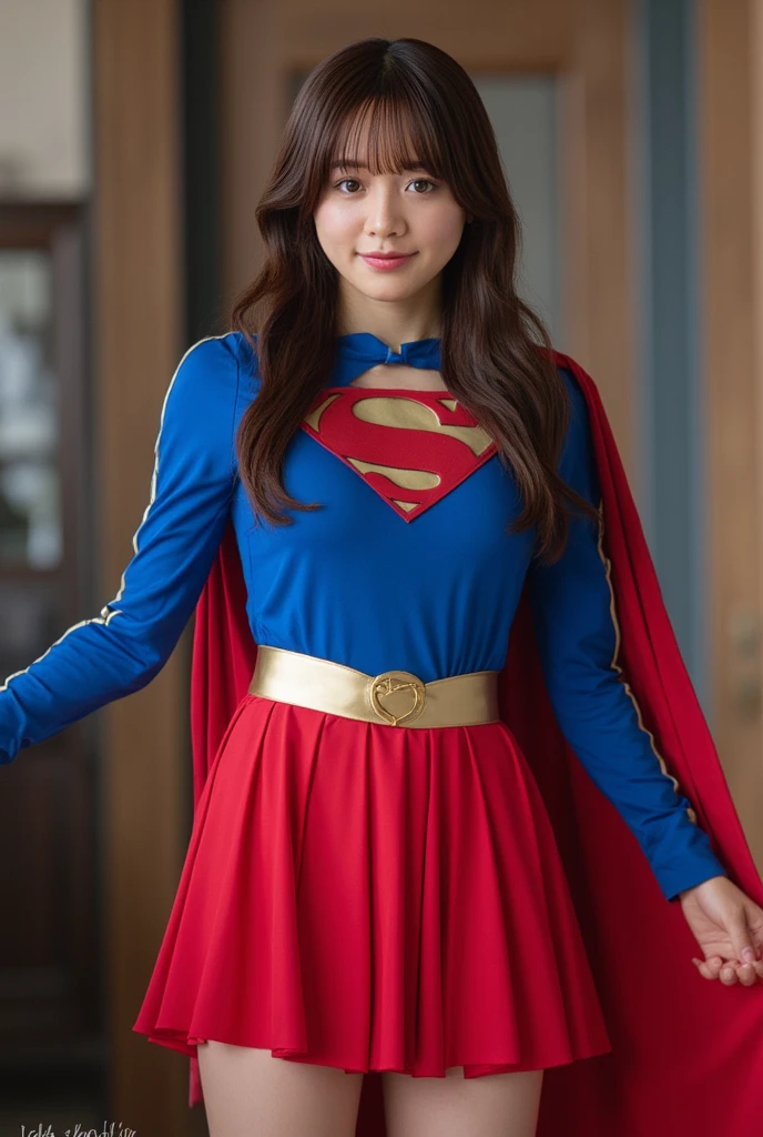whole body, Dressed as Supergirl、Red Skirt、Red Cape