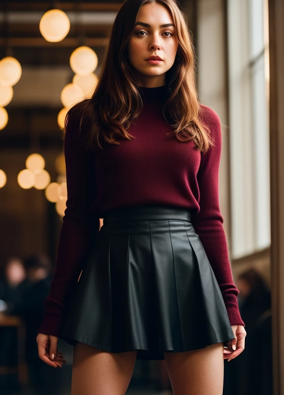A stunning intricate full color portrait of (sks woman:1), in a black skirt, in full height, epic character composition, illya kuvshinov, Alessio Albi, nina masic, Sharp focus, natural lightin, sub-surface Scattering, f2, 35 mm, film grains,