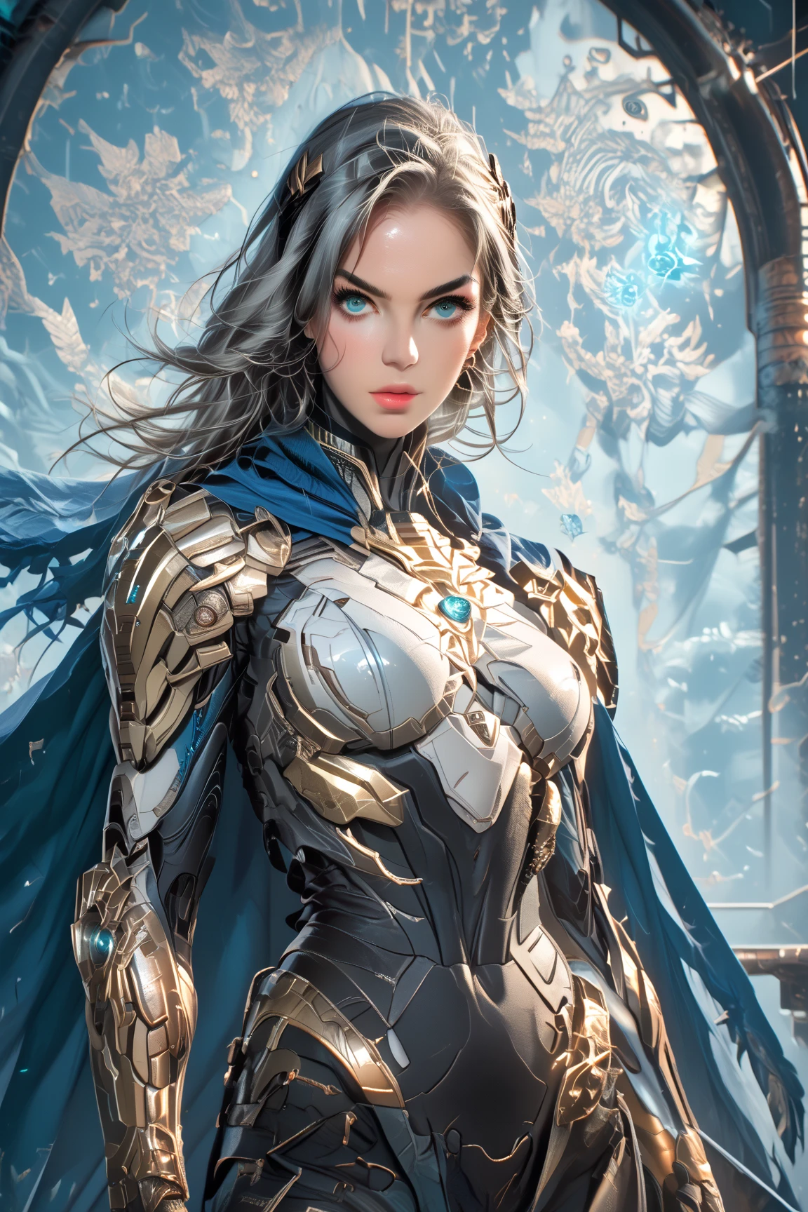 Create a vivid representation of a formidable Norse goddess exuding an aura of thunder and power, inspired by the essence of Sif. Dive into the details of your appearance, adorning it with symbols of storms and lightning. Imagine-a em traje resplandecente, the personification of strength and dynamism, with elements that resemble storm clouds and lightning. Explore your accessories, incorporating thunder and storm symbols, and delve into attributes that emphasize your connection to fertility and the electrifying forces of nature. Elabore sua personalidade, infundindo-o com a energia das tempestades - poderoso, unpredictable, e inspirador. Draw on Norse mythology to weave a narrative that showcases her role as guardian of the land, invocando poder estrondoso para garantir a prosperidade da terra. Emphasize your union with Thor, the god of thunder, and narrate episodes that highlight his thunderous skill. Em resumo, create a prompt that captures the essence of a Norse goddess, mixing the grace of Sif with the electrifying power of thunder.