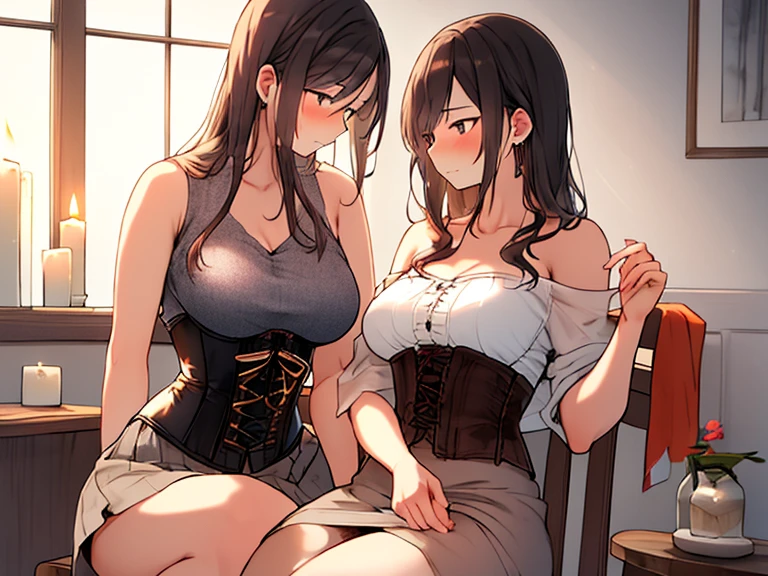 (from above:1.0),(from side:0.9),masterpiece, 1girl, Amazing Cleavage:1.1, thin waist, big ass, Raised sexy, small breast: 1.3, posed cleavage:1.2、solo, looking at viewer, open mouth, have a cute grass of cute beergrass,black hair, dark green eyes, dress, bare shoulders, jewelry, collarbone, sidelocks, hairband, earrings, indoors, off shoulder, :o, sweater, arms behind back, plant, short hair with long locks, gild hairband, off-shoulder dress, sweater dress, off-shoulder sweater, red sweater, dark gord hair, big side hair, very long side hair,is rendered in (masterpiece: 1.2, best quality), with (ultra high resolution) and an exquisite (depth of field). This masterpiece is not only visually stunning but also tells,A scene of cooking in the kitchen by classroom