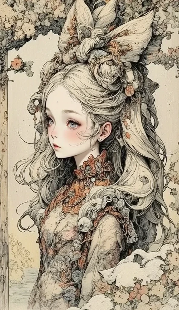 Gothic horror paintings,((Beautiful girl standing:Gothic Lolita:12 years old:Ephemeral:beautiful girl:cute:Adorable:Perfect Face:white:eyelash:Big eyes)),Gothic House,Recall,Black and white,scary but beautiful,Gothic Beauty,Expressing beautiful madness,Shrouded in mystery,Placing dark clouds that foreshadow tragedy in a beautiful gothic house,,detailed,Use red as an accent color,Race,embroidery,Detailed patterns,rendering,Designer House,Luxury Homes,Nice,quiet,Beautiful light and shadow,Gothic Room,Golden Ratio,Anatomically correct,Rococo
