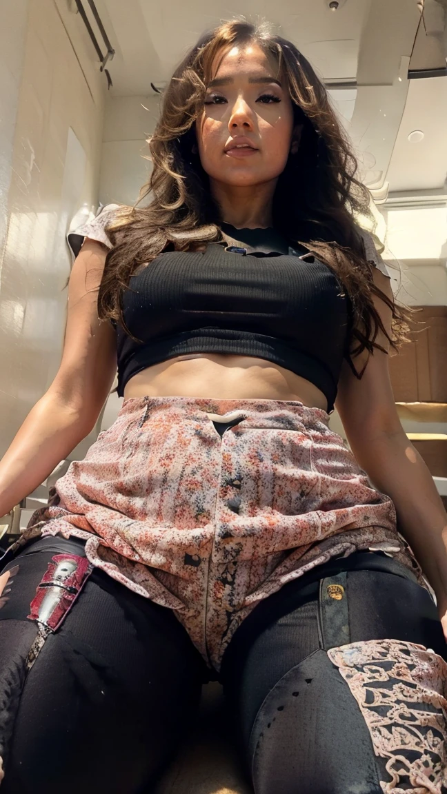 voluptuous body 39 year old girl ("Sarah Hyland", "Brooke Shields"), almond-shaped eyes, thick eyebrows, clear Blue eyes, flushed cheeks, uncovered shoulders, overalls with boobs out and visible, "no shirt", (without clothes:1.3), Hyperrealism, UHD, best quality, highres, high details, 8k, sharpen focus, on a farm, in hay, outside, Naked,, public hair, schaamhaar, op een boerderij, in het hooi, ass facing camera, hairy , looking straight into thé camera, look, Tongue caressing thé lips, met haar kontje richting de camera, kijkt recht in de camera, helder blauwe ogen, naakt, sensuele lippen, tong die over de de lippen streelt, wazige blik, normal tits, small nipples, tight ass, small vagina with lots of hair, hairy , closeup of ass , tear clothes appart, Rip pants open to reveal tight hairy vagina, hyperrealistic hair on vagina, hyperealistic vagina, POV, dressed as little red riding Hood, blond, high heels