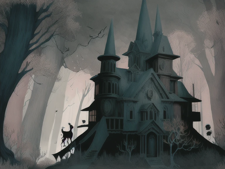 John Kenn Mortensen Style - dream of the endless. Art style of John kenn mortensen. Dark. Foreboding.
