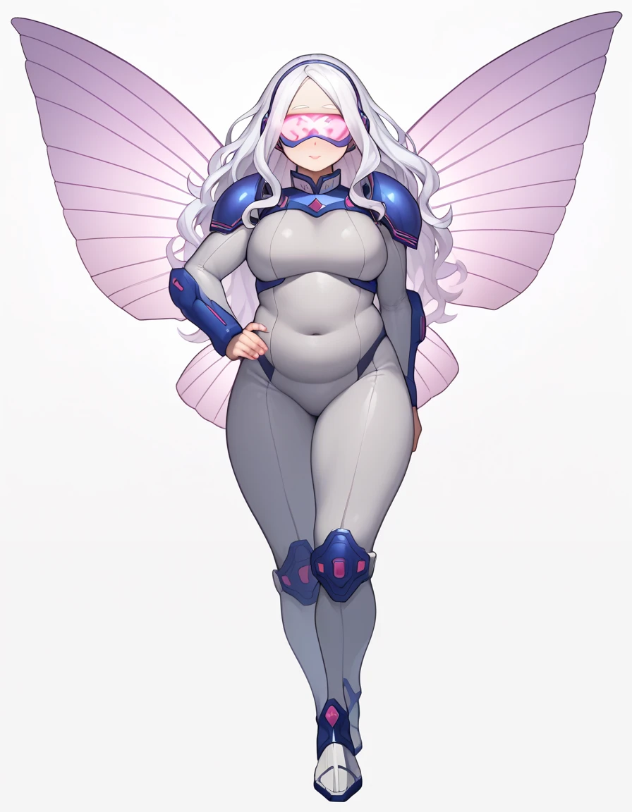 masterpiece, best quality, 1 Girl, Solitary, Moth Girl, White hair, White skin, Four arms, Multi-arm, black eyes, Neck hair, Moth antennae, Smile, (White moth wings), Multiwing, Casual Tops, Black pants, Fur collar, external, City, sky, Streetlight Super huge big breasts breast enlargement Standing alone in a sci-fi city full-body shot