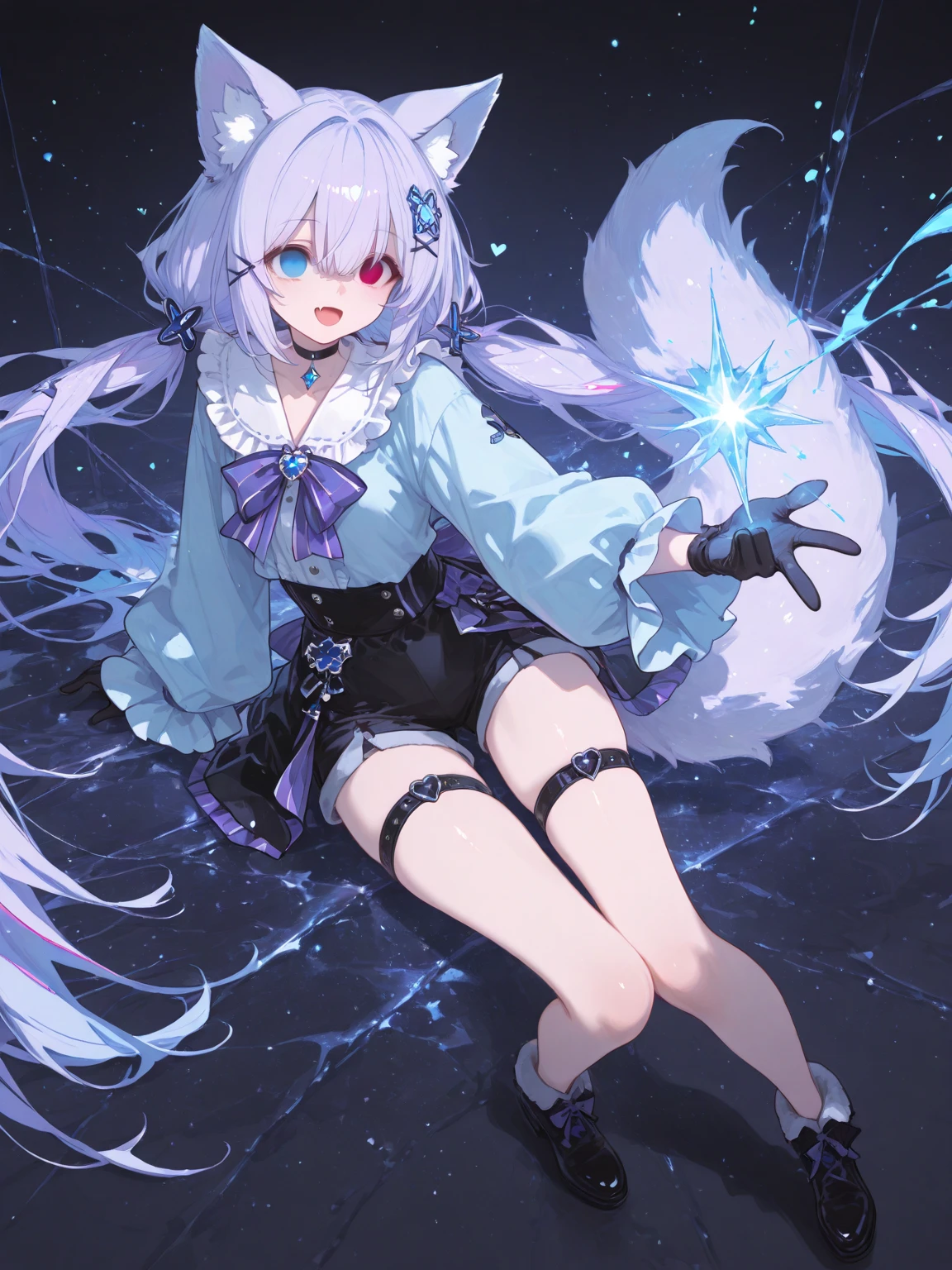 Snow fox(me), fur body, full body, earphones(color deep dark blue), deep dark blue(Snow fox), Neon(Snow fox), UWU, light(RGB), DJ, glow(light), 4 ear 2 tail, master piece, name(Snow), girl(young), jacket(deep dark blue), space time, soft, collar(star), flutty tail, character(Snow fox), 8K, long hair, winter(foggy), foggy(deep dark blue), thick fog, feeling(despair), cry, vampire, necklace, blood bag(eat), blood, young girl, bloody, 10 years, succubus, 100% succubus sexual tattoo, 100% demon sexual tattoo, succubus sexual tattoo glow, demon sexual tattoo glow, phone, full body succubus sexual tattoo, full body demon sexual tattoo, nude, eat wine, winter