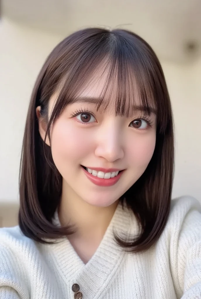nice smile seeing this、One pretty woman、Bold poses、a smile、18 year old girl、Cute、The upper part of the body、

Under the Autumn Sky、Colorful color sweateredium hair、、Natural color lip、fair white skin、

masutepiece、top-quality、illustratio、ultra-definition、Fine、hight resolution、8k wallpaper、Perfect dynamic composition、beatiful detailed eyes、Clean and correct hands、tre anatomically correct、sharp focus master piece, Best Quality, Illustration, Ultra-detailed, finely detail, hight resolution, 8K Wallpaper, Perfect dynamic composition, Beautiful detailed eyes,  Natural color lip, Random and cute poses, flowing bangs,cleavage of the breast, Smile Face,high resolution,16K,high quality,4K,High Detail,8K,Wind Magic,，