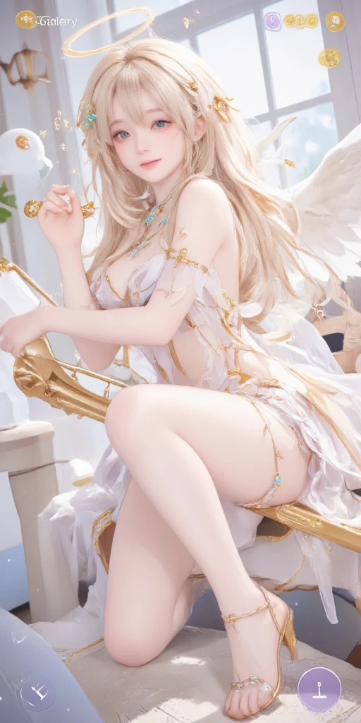 8 year old medieval girl, 1people、In underwear、Gold and silver thread embroidery、She is wearing translucent bloomers that reach below her knees.、Wearing a semi-transparent corset、Translucent slip, Grey translucent tights、sleep
