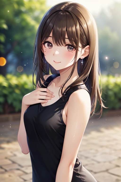 shiny brown hair that drips oil on the body, straight long,((Medium-sized chest、Quota、Center part ))、 beautiful brown eyes、Smile、sparkling eyes, (fine grain)、very fine eyes、Highly detailed顔, Highly detailed目, cowboy shot、




confusion, high resolution, (Highly detailed:1.1), (1 girl:1.3), watercolor style, (soft blending:1.4), 
(Black Tank Top Short Dress:1.4), Smile、
(delicate texture:1.4, BREAK (Bokeh Photo:1.3), soft focus, Blurry Highlights, dreamy atmosphere, fascinating depth, Blurry Edges, dynamic angle, BREAK brown hair, Kasugana々々








.,
,,、
, 


,、、 、,( masterpiece, best quality, high resolution, ultra high resolution, pixel perfect, depth of field, 4K, RTTX10.0), 、Anegasaki Nene, shiny brown hair, beautiful brown eyes, smiling face, sparkling pupils, (fine grain), , highly detailed face,, (masterpiece:1.2, best quality), ((only1 girl)), ((cowboy shot：1.5))