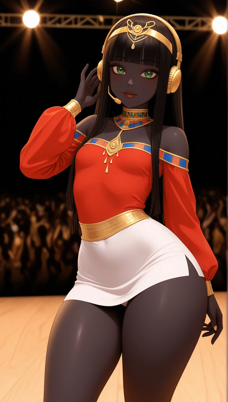4k, highly detailed, realistic, extremely high quality drawing, masterpiece, keeltheequine style, uploaded on e621, female anthro furry horse, bimbo milf, dancing on stage, wearing a sexy belly dancer's outfit, with high heels, (beautiful and detailed eyes:1.1), long legs, ponytail hairstyle, detailed fur, seductive, sexy, voluptuous, curvy body, hourglass figure, huge breasts, thick thighs, wide hips, cinematic lighting, f1.8 short focus bokeh