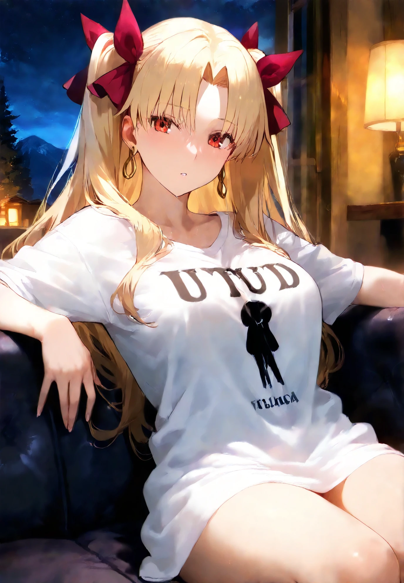 Extremely clear images, beautiful figure, beautiful, full length (Whole body 1.1.), Thin legs, Hips, Hornet's waist, Erotica, Sexy pose, Laughing with your mouth open, Sharp teeth, Laughter, Yellow Eyes, ultra detailed face, Ultra-transparent, Chainsaw Man Energy, It has two sharp red horns on its head., Extremely clear images, very beautiful, Long Hair, blonde, beautiful figure, Tight clothing, Cat-themed T-shirts, Denim shorts, shoes, A red cross and circle instead of a pupil, beautiful体, Sexy clothes, beautiful目, very detailed eyes, Very detailed face, beautiful体, Cherletter Design, Very detailed, detailed body, detailed hands, detailed, bright, detailed Face, Sharp focus, clap, ArtJam, Anime Art, bright, detailed Face, Hugh Detail, Sharp focus, Very depressed face, detailed eyes, Very nice illustration, Best Shadow, 細かくdetailedに, beautiful detail