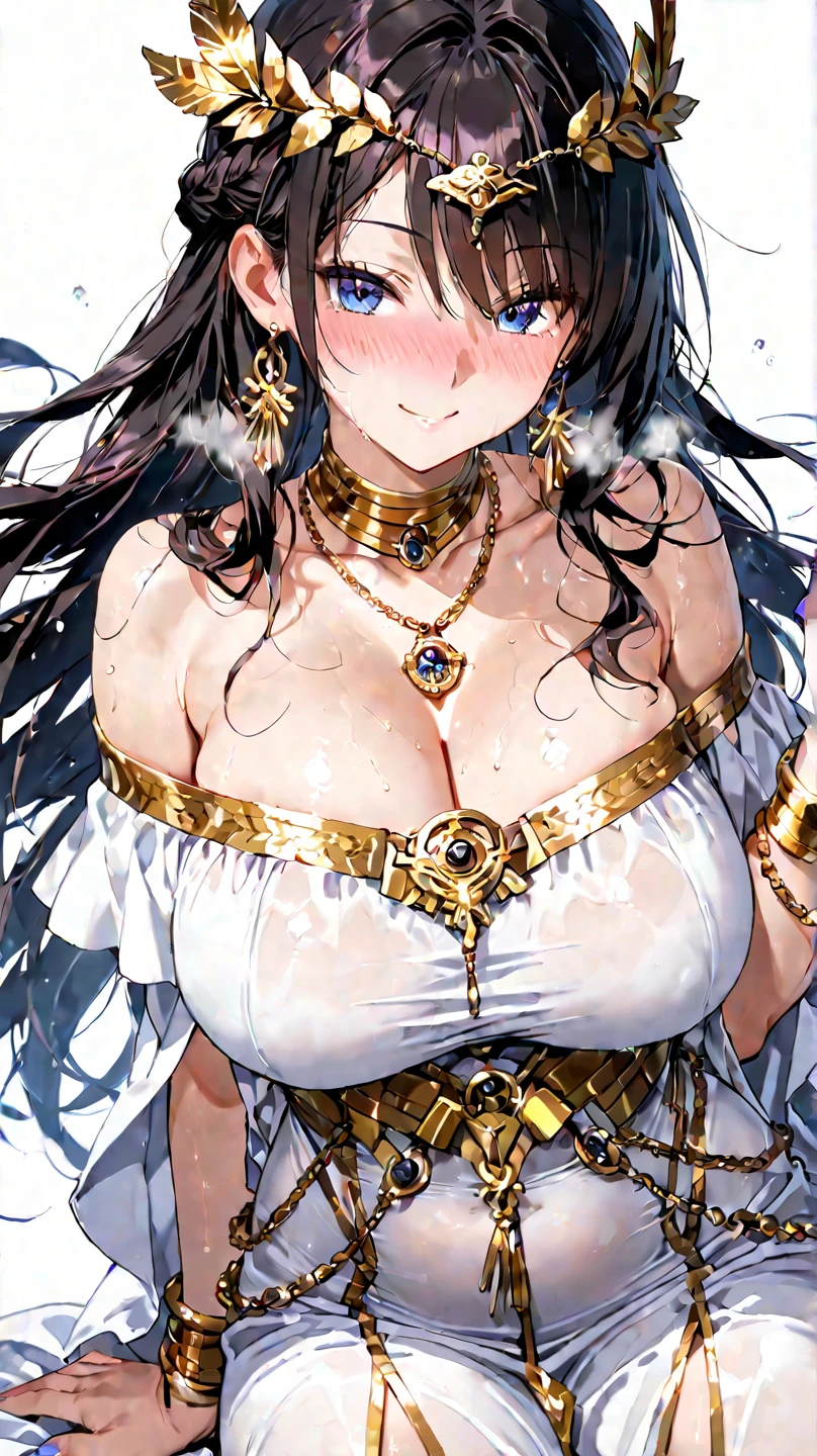 (tmasterpiece,Best quality at best,ultra - detailed,A high resolution,illustratio:1.2),very detailed wallpaper,offcial art, Amazing Cleavage,high detal,ultra - detailed,Extremely detailed 8K wallpaper,(character design),(simple backgound, white backgrounid: 1.3),(1个Giant Breast Girl),(Alone),(big breasts and big breasts...