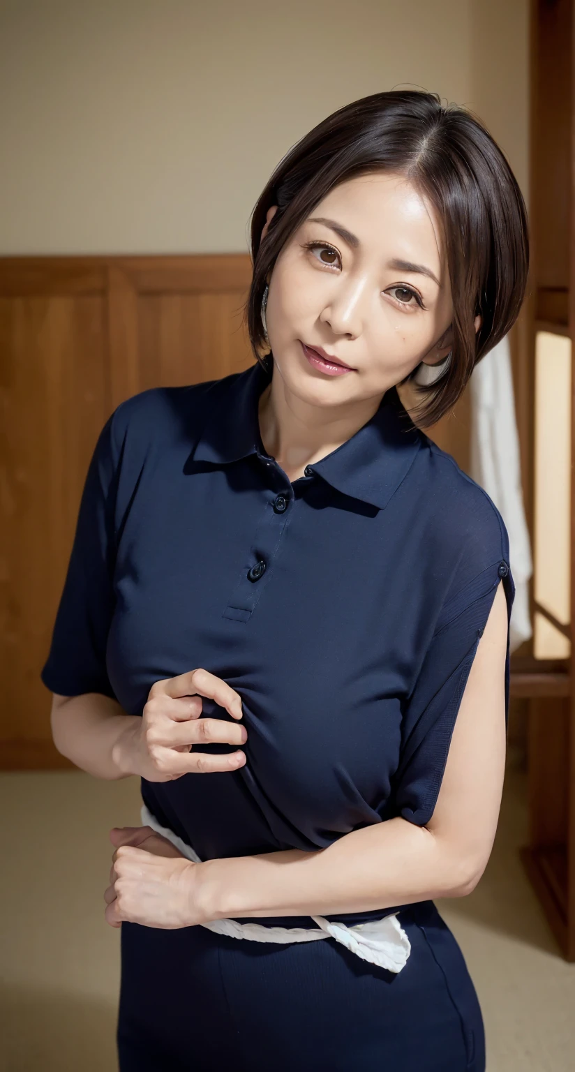 ((best qualtiy,8K,tmasterpiece:1.3)),50yearsold, ssmile, full bodyesbian,see-through transparent clothes, Slim Faces, Beautiful woman, (dark brown hair), Blue Tops,white pantie :1.1, Super detailed face, Detailed eyes, 二重まぶた, blur backgroun, Slim Faces, 城市, do lado de fora, the street,
